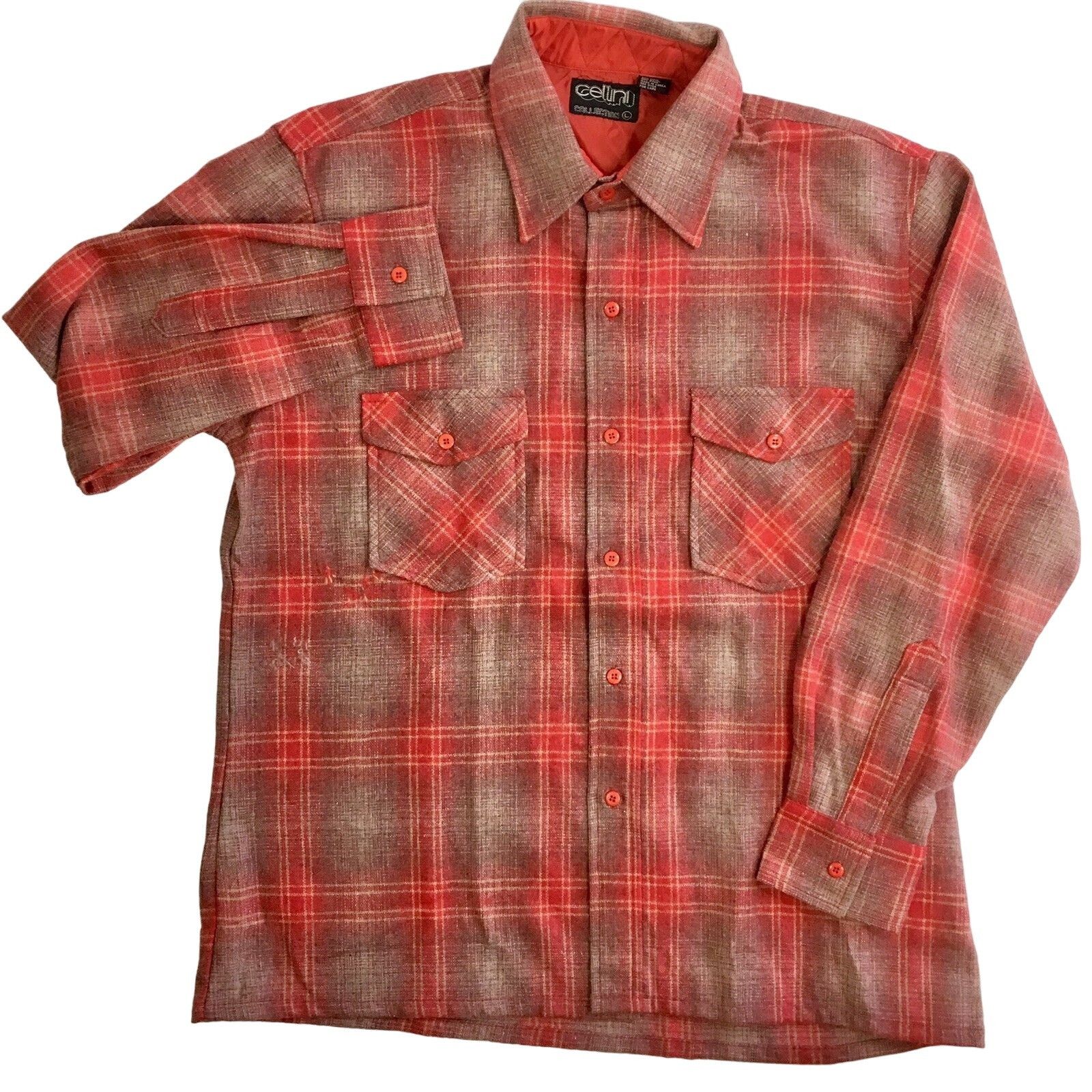 Other Vtg Cellini Red SHADOW PLAID Wool Flannel Chore Shirt Size US L / EU 52-54 / 3 - 3 Thumbnail