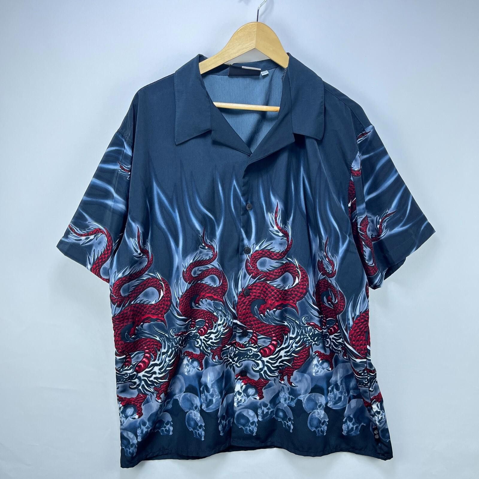 Vintage Vintage Dragon Button Up Shirt Flames Skulls Size XL Size US XL / EU 56 / 4 - 1 Thumbnail