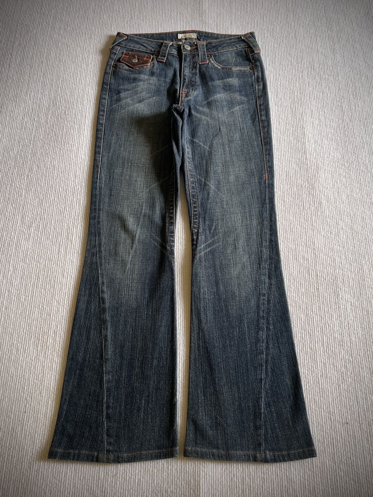 If Six Was Nine Archive Fre's Cate Leather Flap Distressed Flare Jeans Y2K Size 29" - 1 Thumbnail