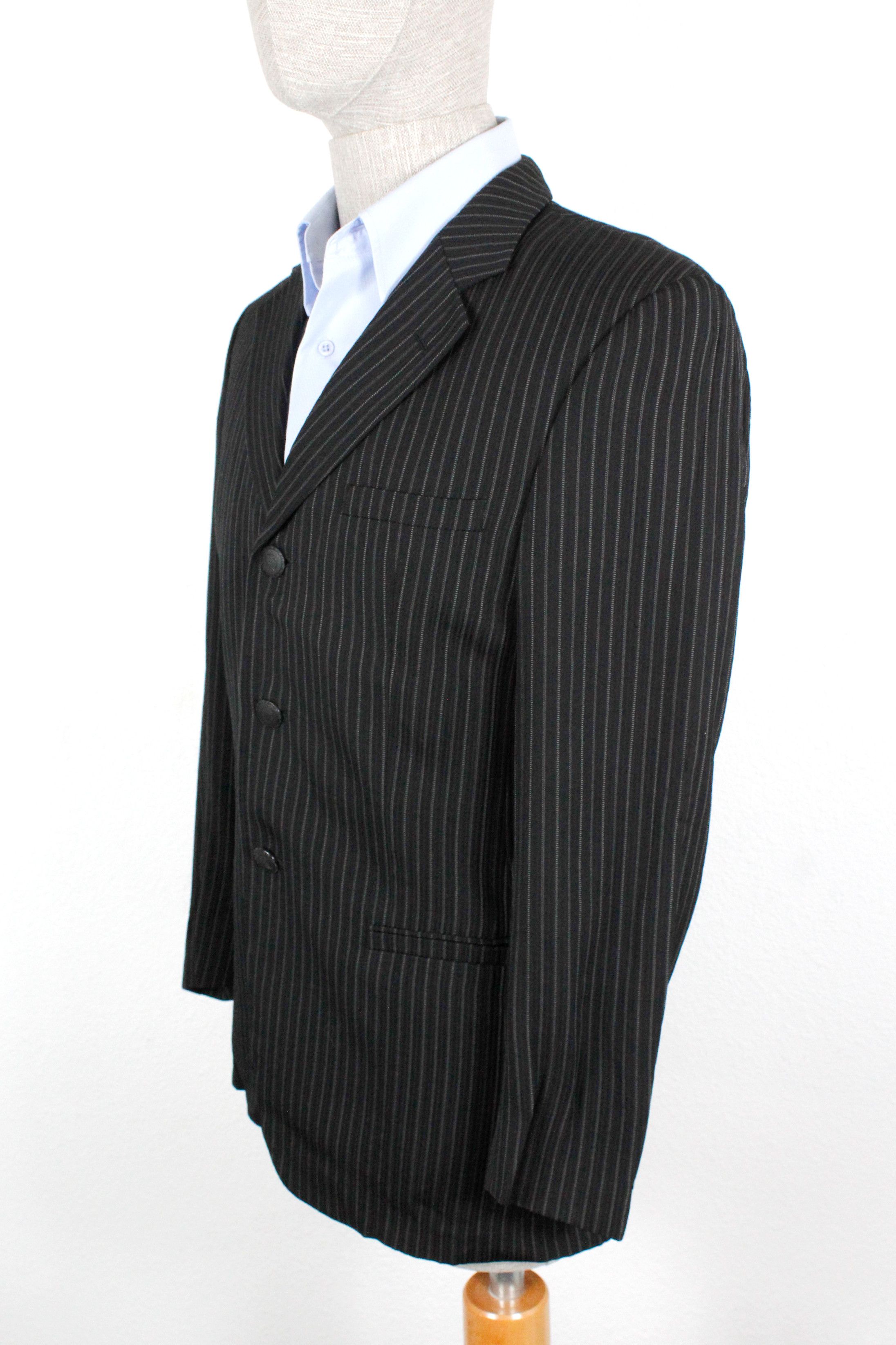 Versace Vintage Versace Classic V2 Striped Knit Black Blazer Jacket Size US M / EU 48-50 / 2 - 5 Thumbnail