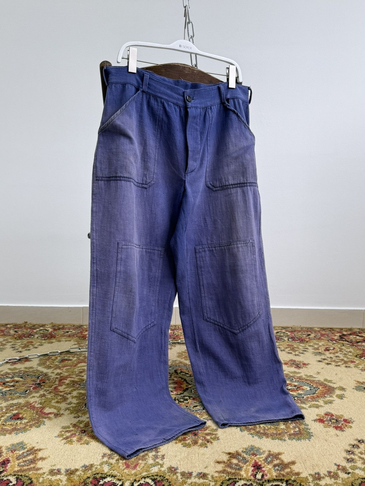 Le Laboureur Vintage 50s French Faded Trashed Chore Work Suit Size US L / EU 52-54 / 3 - 17 Thumbnail