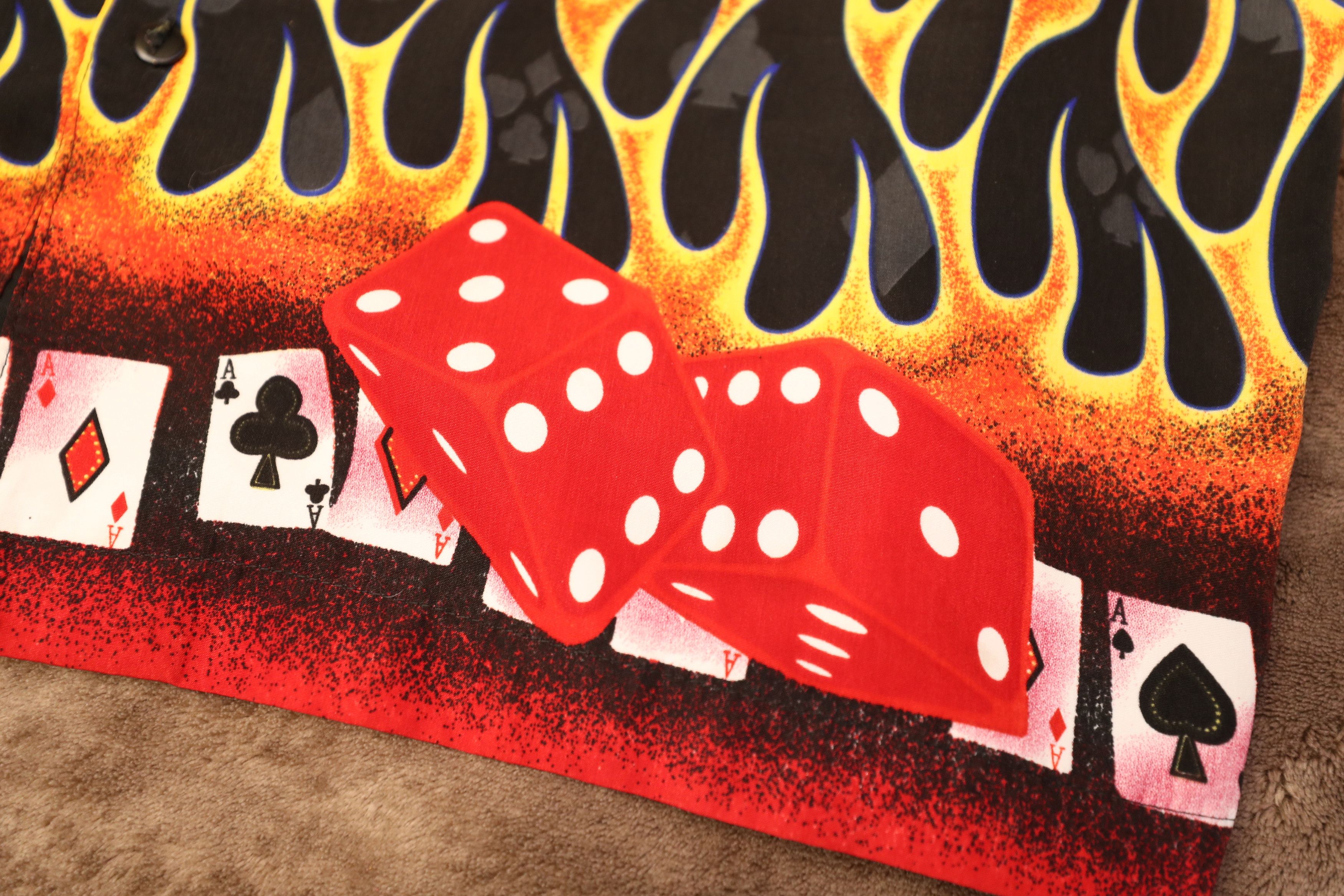 Vintage Vintage Las Vegas Flames Dice Gambling Bowling Shirt (L) Size US L / EU 52-54 / 3 - 5 Thumbnail