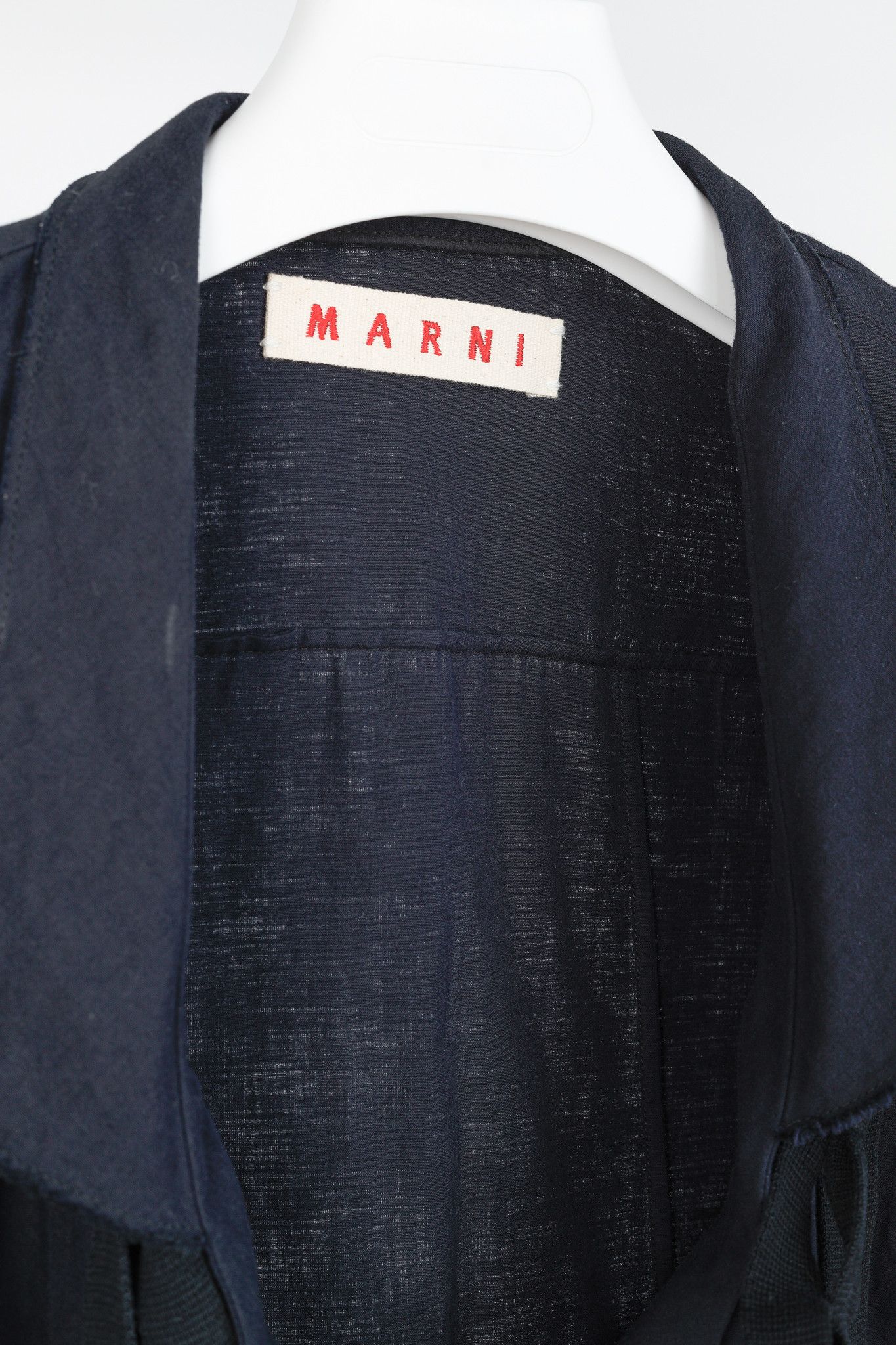 Marni Marni R/10 Navy Cotton-Blend Gauze Tie Duster Coat Size XS / US 0-2 / IT 36-38 - 4 Thumbnail