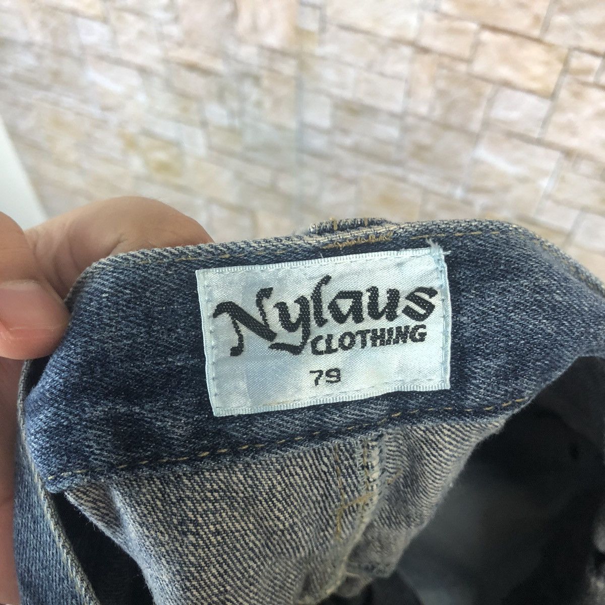 DL Nylaus Blue Double Waist streetwear Denim Pants #A116