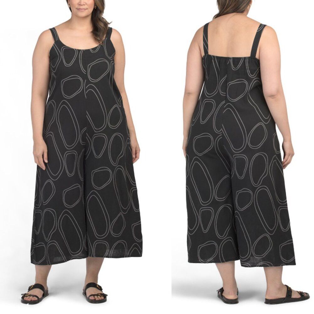 Other NWT New Cristina Vergani Made In Italy Linen Blend Jumpsuit Size 40" / US 18 - 2 Thumbnail