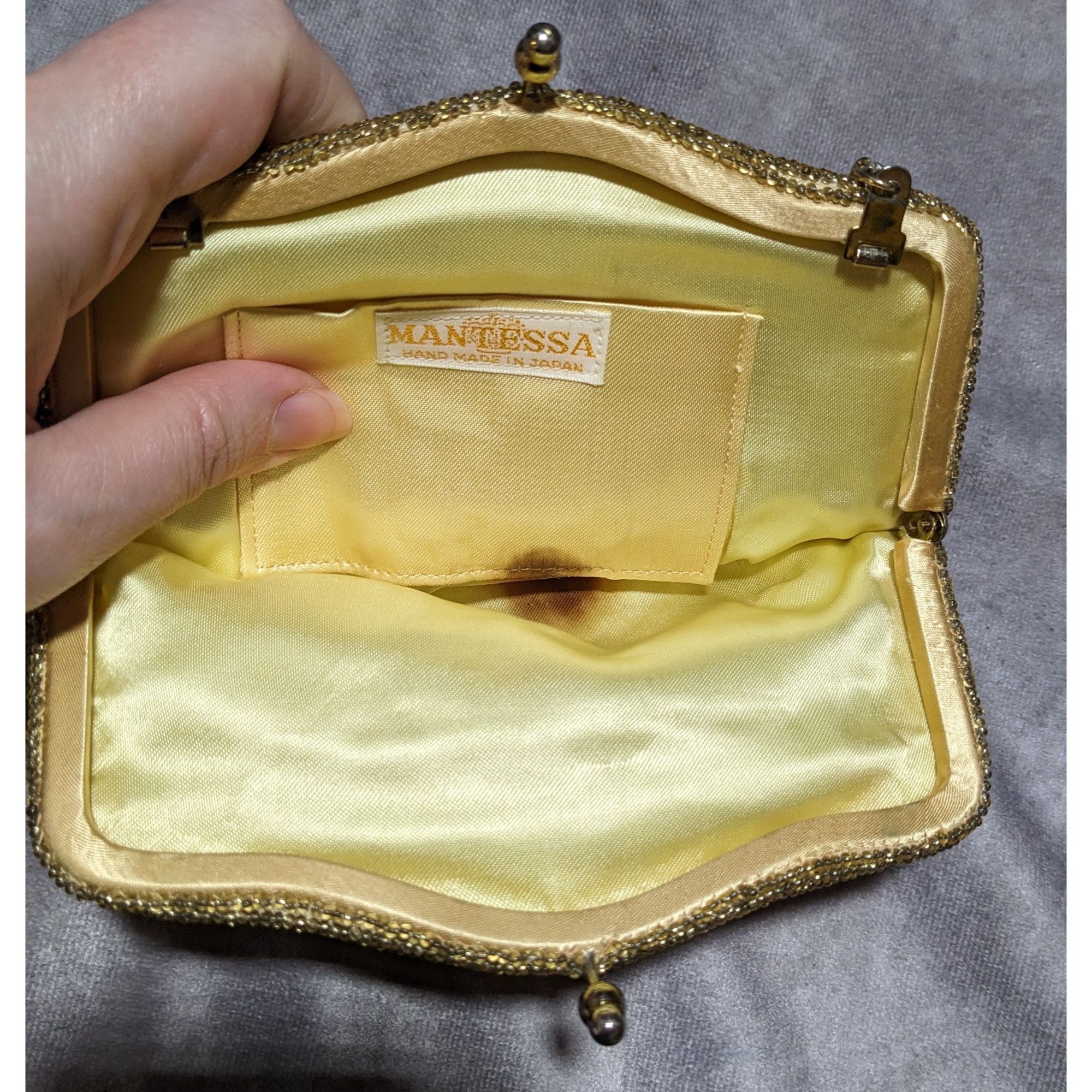 Other Vintage Mantessa Handmade Gold Beaded Clutch Size ONE SIZE - 6 Thumbnail