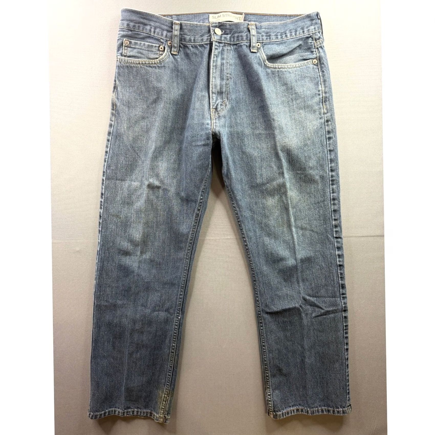 Levi's Levi's 514 Slim Straight Jeans Mens Blue Medium Wash 35x29 Size US 35 - 7 Thumbnail