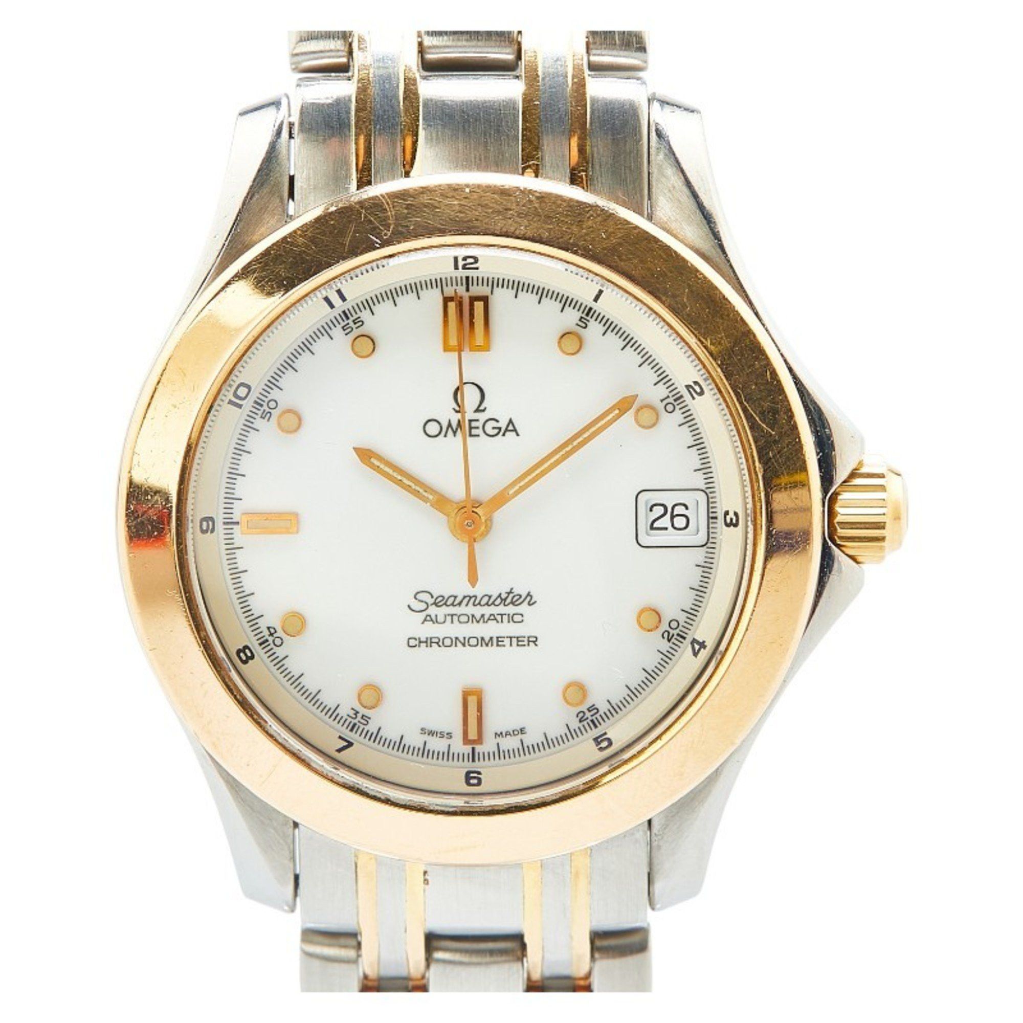 Omega Seamaster 120 Watch 2301.20 Automatic White Dial Stainless Steel K18Yg Yellow Gold Men's
