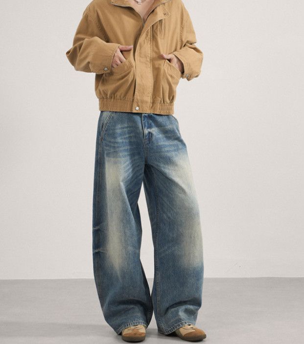 Japanese Brand American high street washed cleanfit wide-leg curved jeans Size US 32 / EU 48 - 2 Thumbnail
