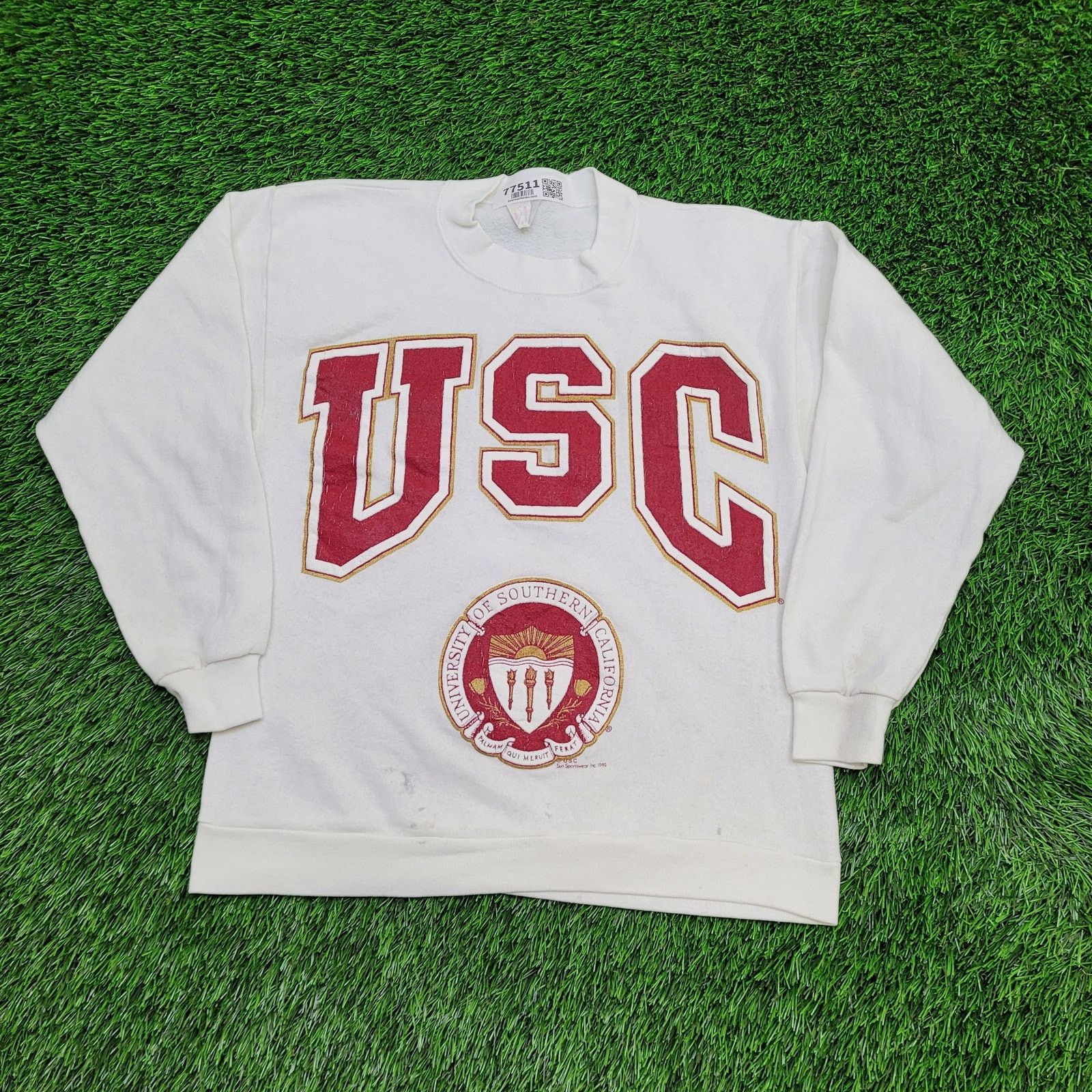 Vintage Vintage 1990 USC Trojans Sweatshirt Womens S/M 18x22 White Size M / US 6-8 / IT 42-44 - 1 Thumbnail