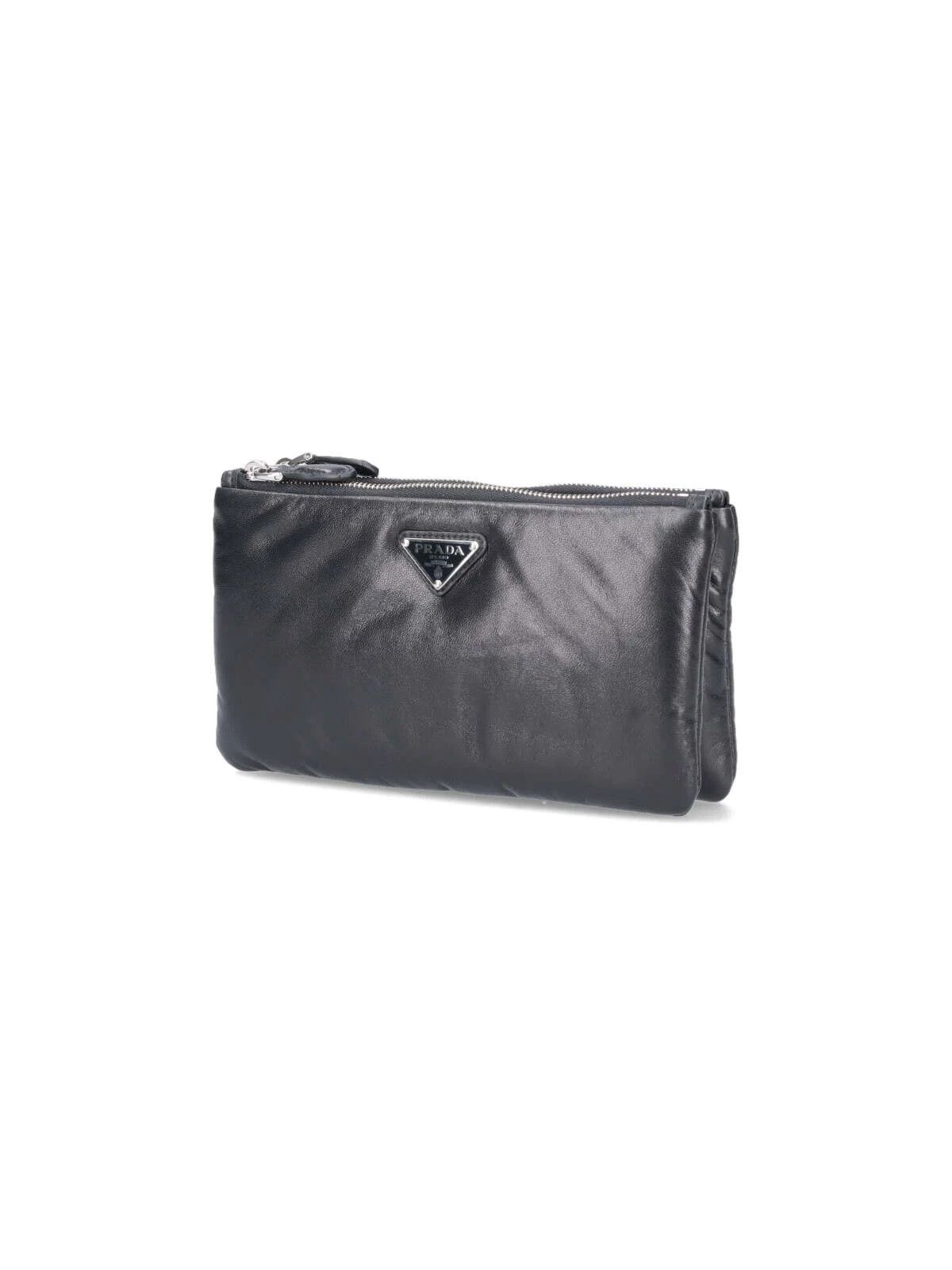 Prada PRADA Black Leather Double Pouch New And Authentic Size ONE SIZE - 2 Thumbnail