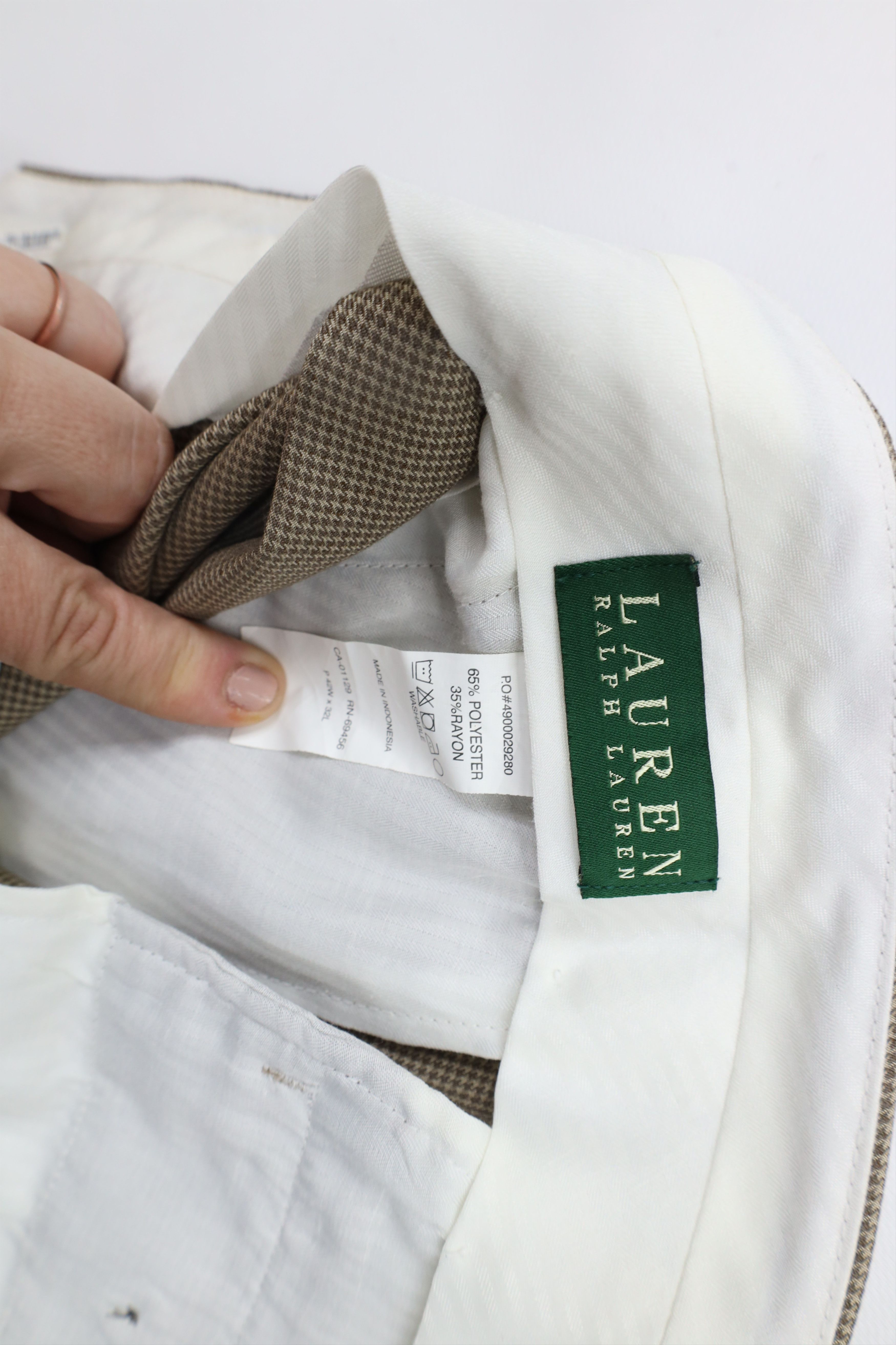 Ralph Lauren × Vintage Vintage 90s Ralph Lauren Houndstooth Wide Leg Chino Pants Size US 42 / EU 58 - 8 Thumbnail