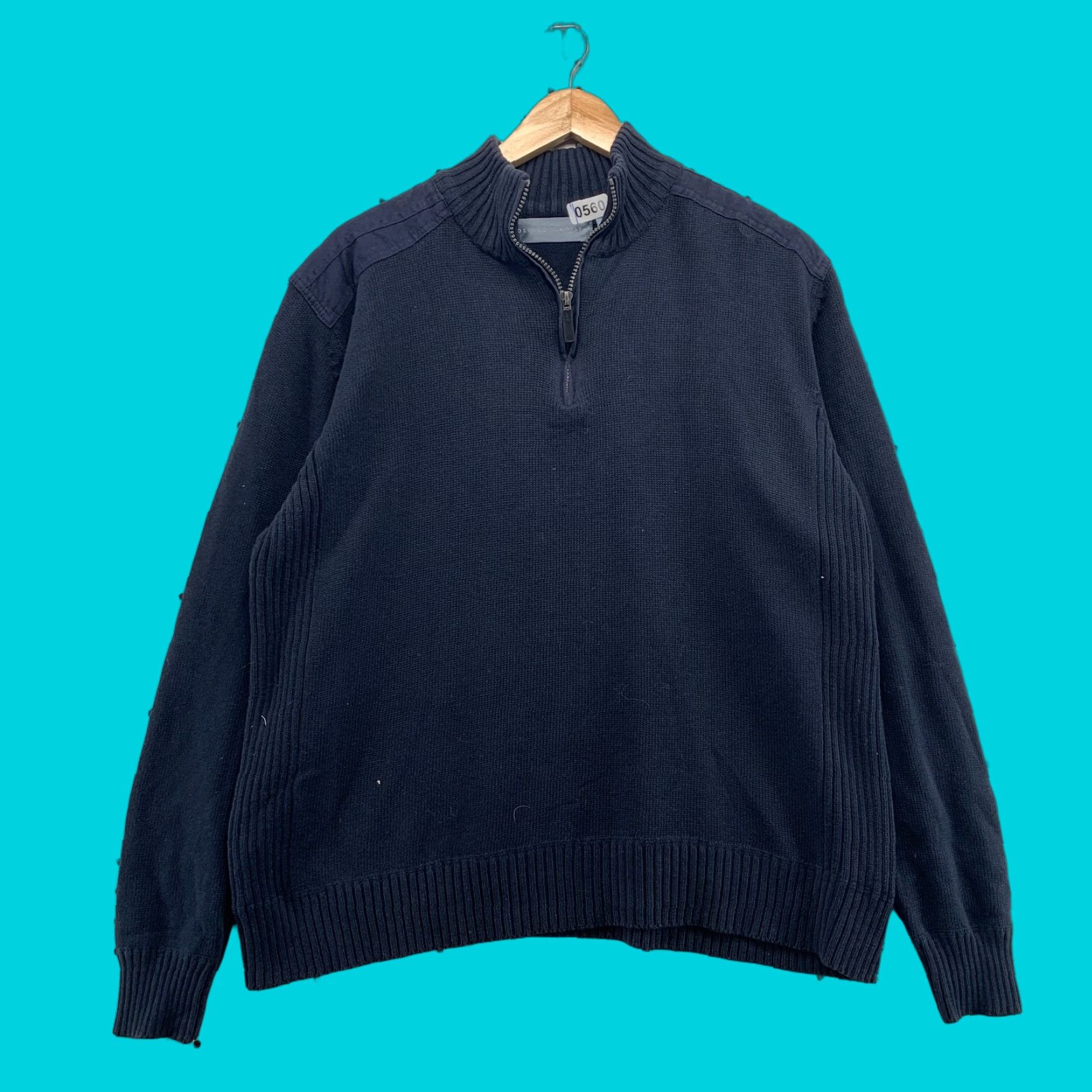 Oscar De La Renta VINTAGE Oscar de la Renta Mock Neck Knit Sweater Adult XL Solid Navy Blue Casual Mens Size US XL / EU 56 / 4 - 1 Thumbnail