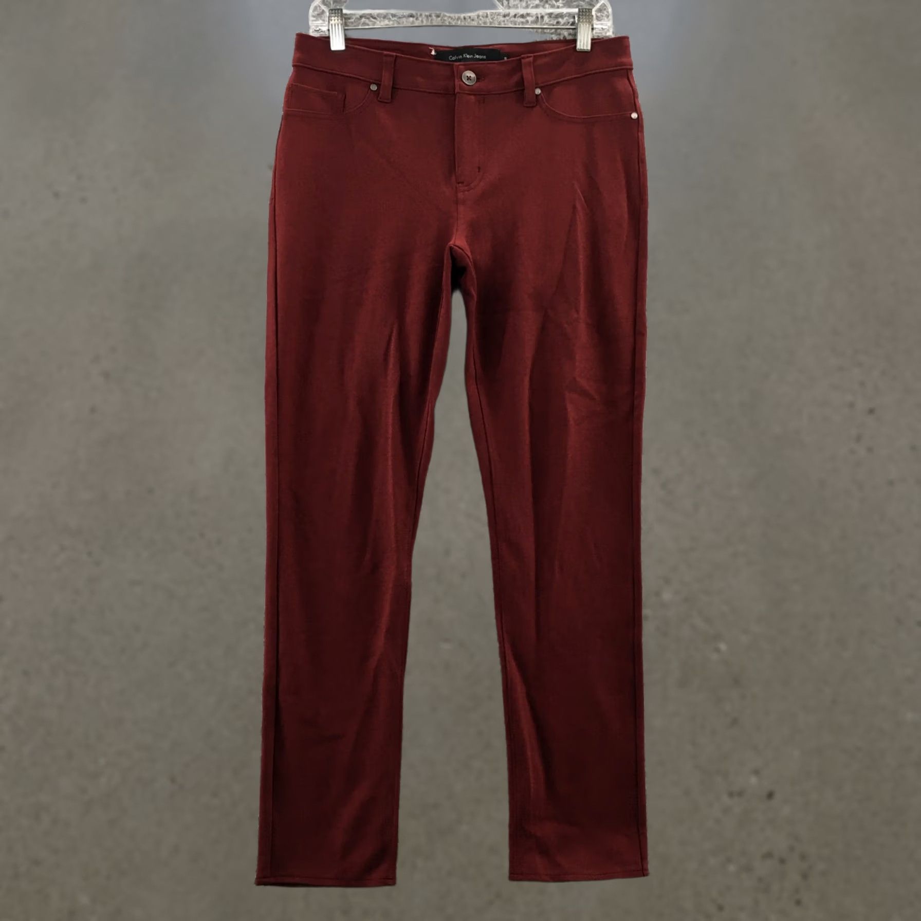 Calvin Klein Calvin Klein Skinny Pants Womens 10 Burgundy Mid Rise 5 Pockets Casual Slim Leg Regular 32in Waist 30in Inseam Mens Womens Girls Boys Size 32" / US 10 / IT 46 - 1 Thumbnail