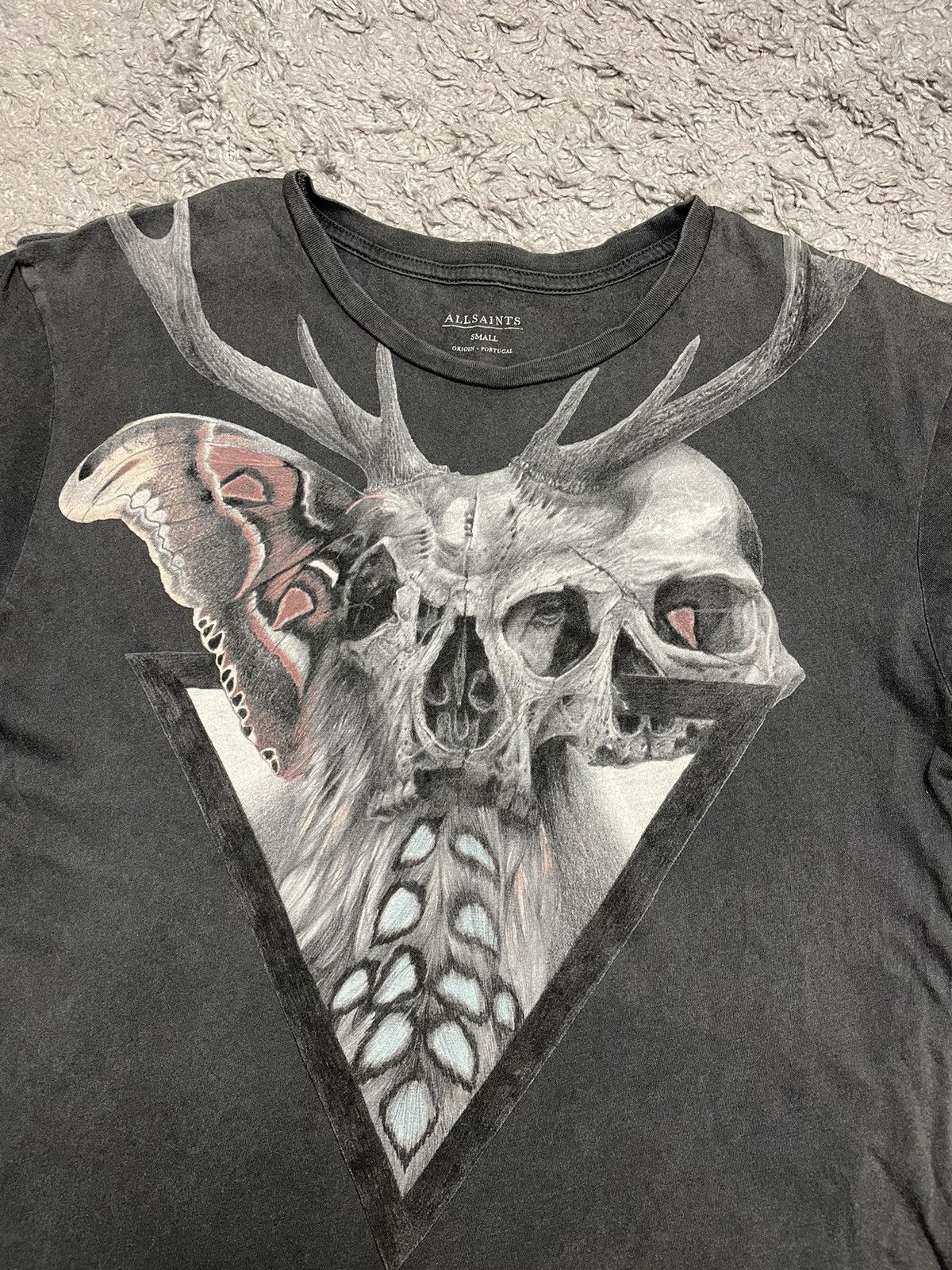 Allsaints Vintage All Saints Distressed Faded Big Logo T-Shirt Size US S / EU 44-46 / 1 - 3 Thumbnail