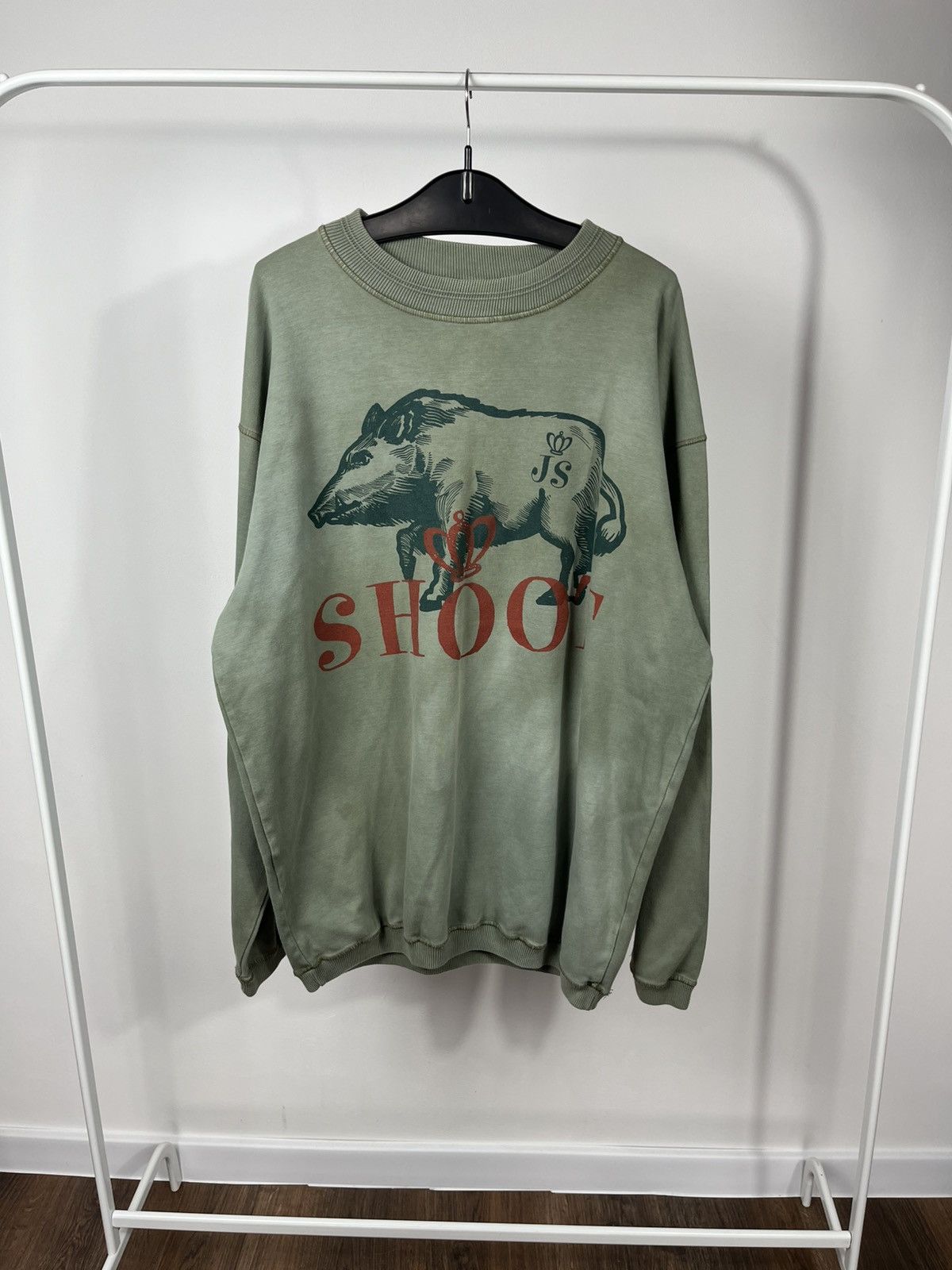 JET SET Jet Set Vintage Green Pig Graphic Sweatshirt Crewneck Size 4 Size US XL / EU 56 / 4 - 1 Thumbnail