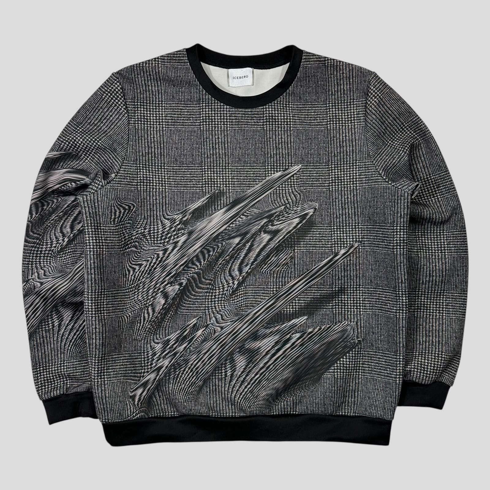 Iceberg Iceberg 3D Glitch Print “Tweed” Sweatshirt Crewneck - L/XL Size US XL / EU 56 / 4 - 1 Thumbnail