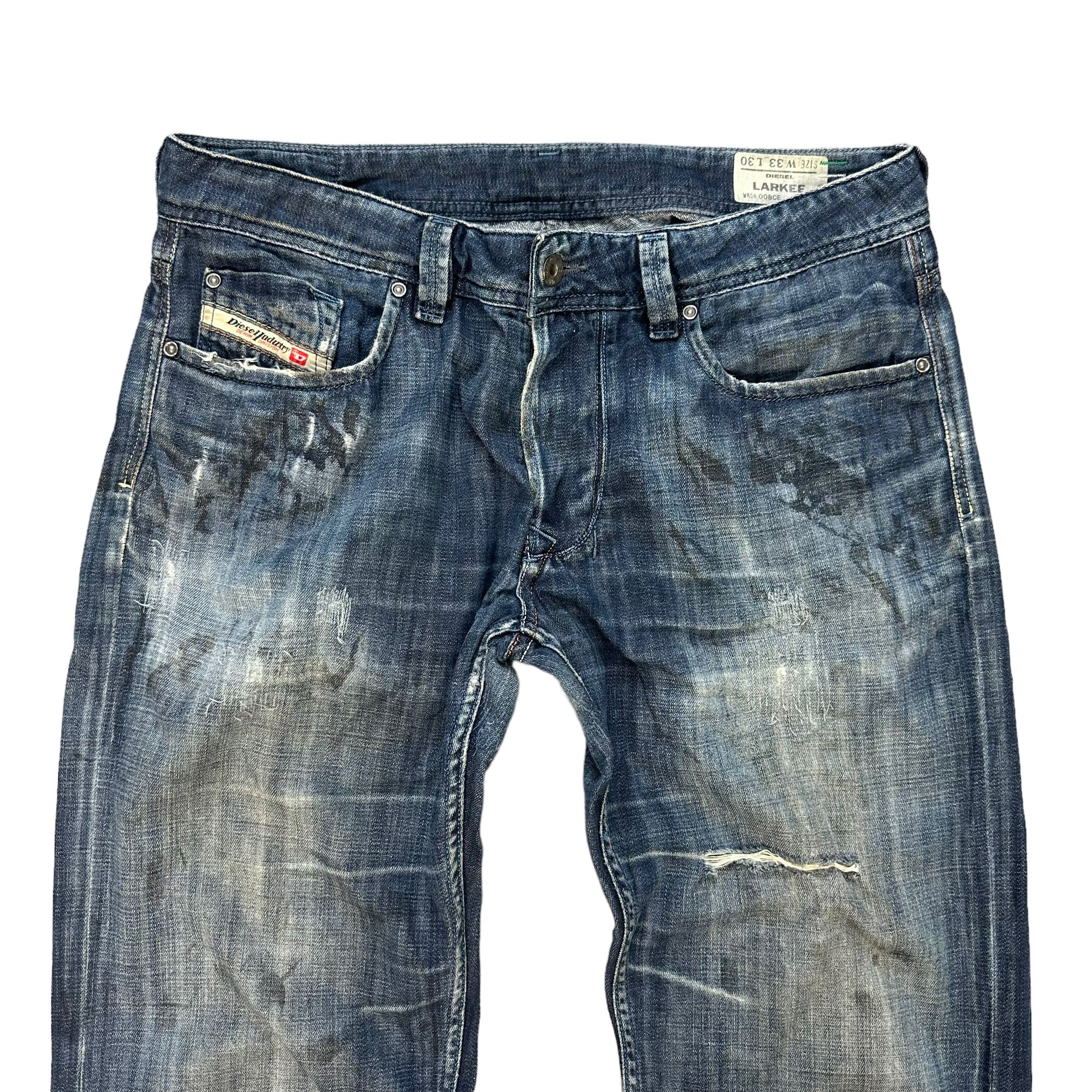 Diesel TRASHED🔥 DIESEL LARKEE FLY BUTTON DENIM PANTS #7618-158 Size US 35 - 2 Thumbnail