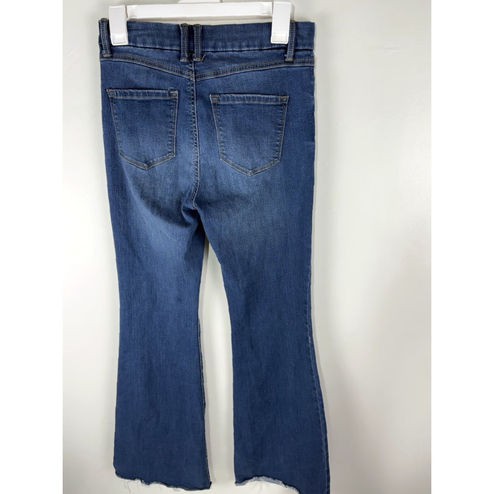 Vintage Sincerely Jules Wide Leg Jeans 7/28 Size Womens Blue Cotton Polyester Spandex Denim Raw Wash 5-Pocket Button Zip Rise Mid Inseam 30in Size 28" / US 6 / IT 42 - 4 Thumbnail