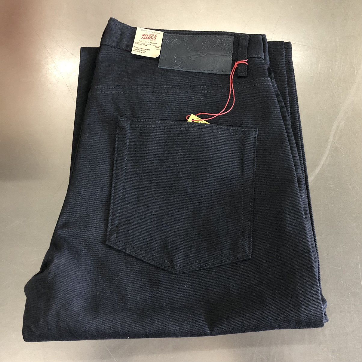 image of Naked Famous Solid Black Selvedge Strong Guy 36, Men's