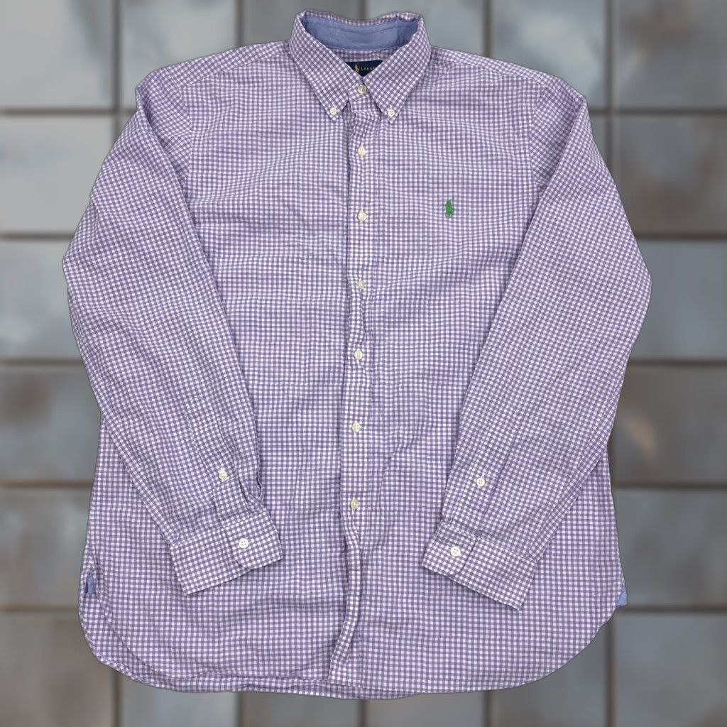 Ralph Lauren Ralph Lauren Men's Gingham Stretch Cotton Button-Down Casual Shirt Purple Large Size US L / EU 52-54 / 3 - 1 Thumbnail