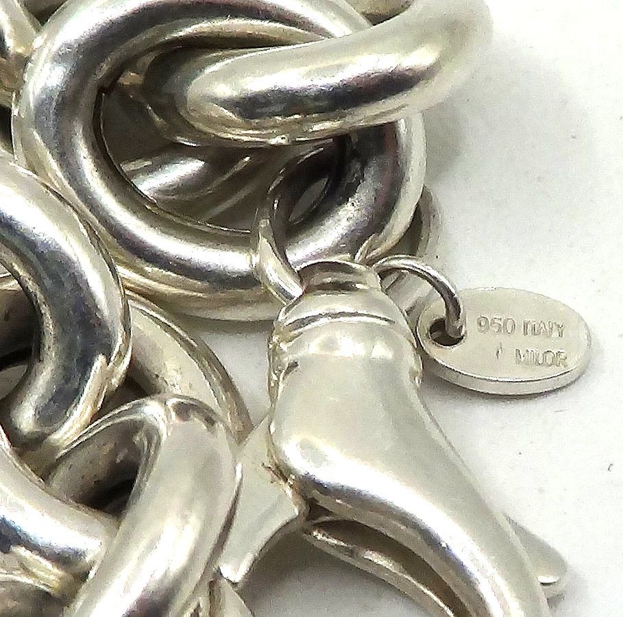 Jewelry Milor Sterling Silver Bracelet 8" Round Chain Link Size ONE SIZE - 2 Thumbnail