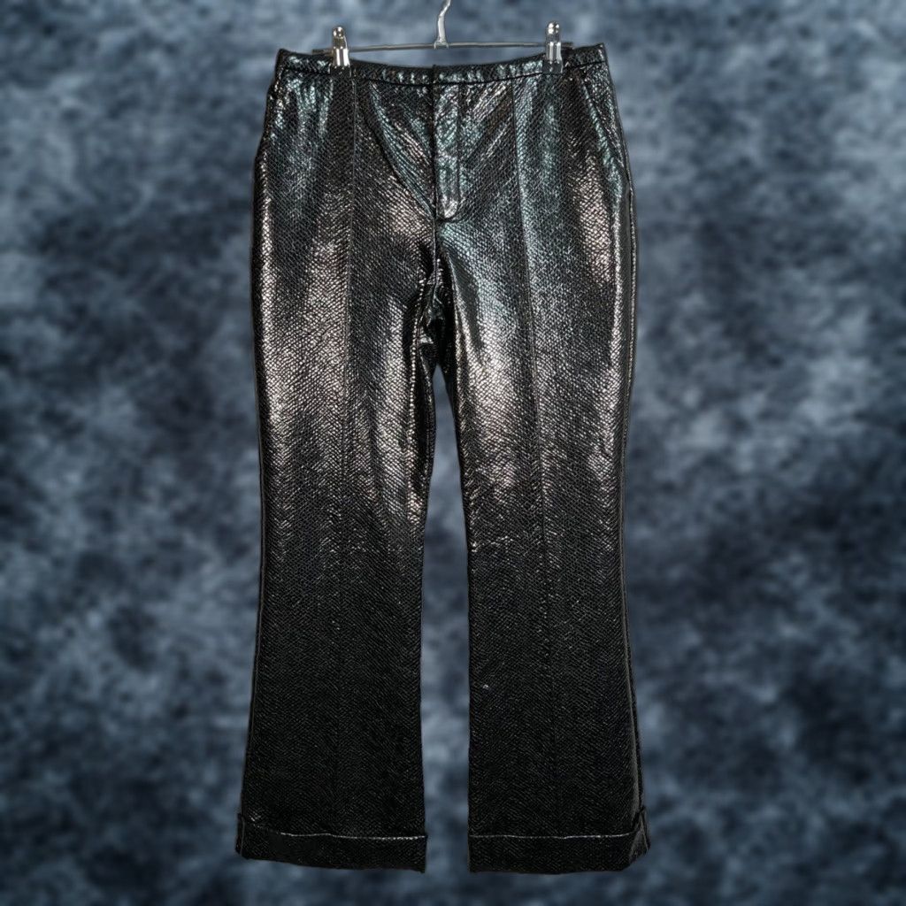 Philosophy di Lorenzo Serafini VINTAGE Philosophy Di Lorenzo Serafini Womens 4 Black Faux Leather Snake Print Pants Pants Womens Flared Ankle 29 In Inseam Black Girls Women Size 27" / US 4 / IT 40 - 1 Thumbnail