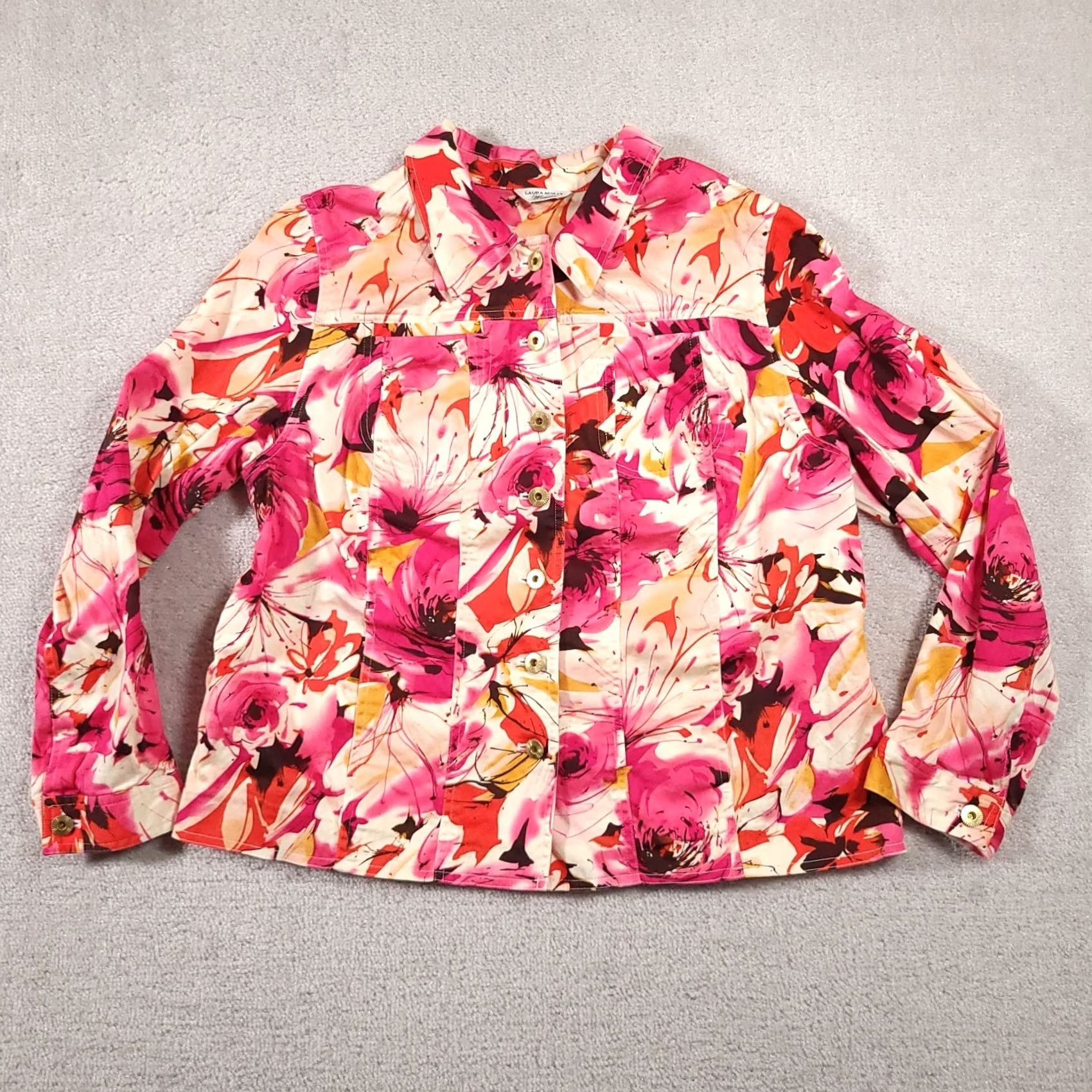 Laura Ashley Laura Ashley Jacket Women's 1X Blazer Floral All Over Print Button Up Collared Kleid Blazer Colorful Multicolor Floral 1X Womens Size XL / US 12-14 / IT 48-50 - 2 Thumbnail