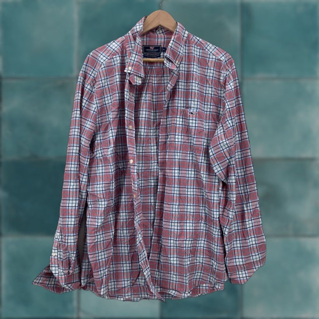 Vineyard Vines Vineyard Vines Shirt Mens XL Pink Blue Plaid Tucker Performance Button Down Size US XL / EU 56 / 4 - 1 Thumbnail