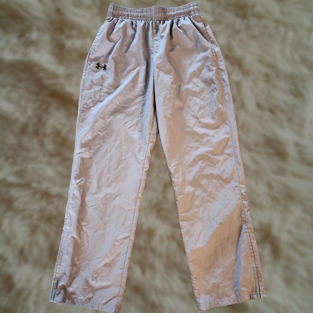 Under Armour Under Armour Wind Pants Mens Medium Gray Loose Fit Zip Ankle Drawstring Athletic Size US 31 - 1 Thumbnail