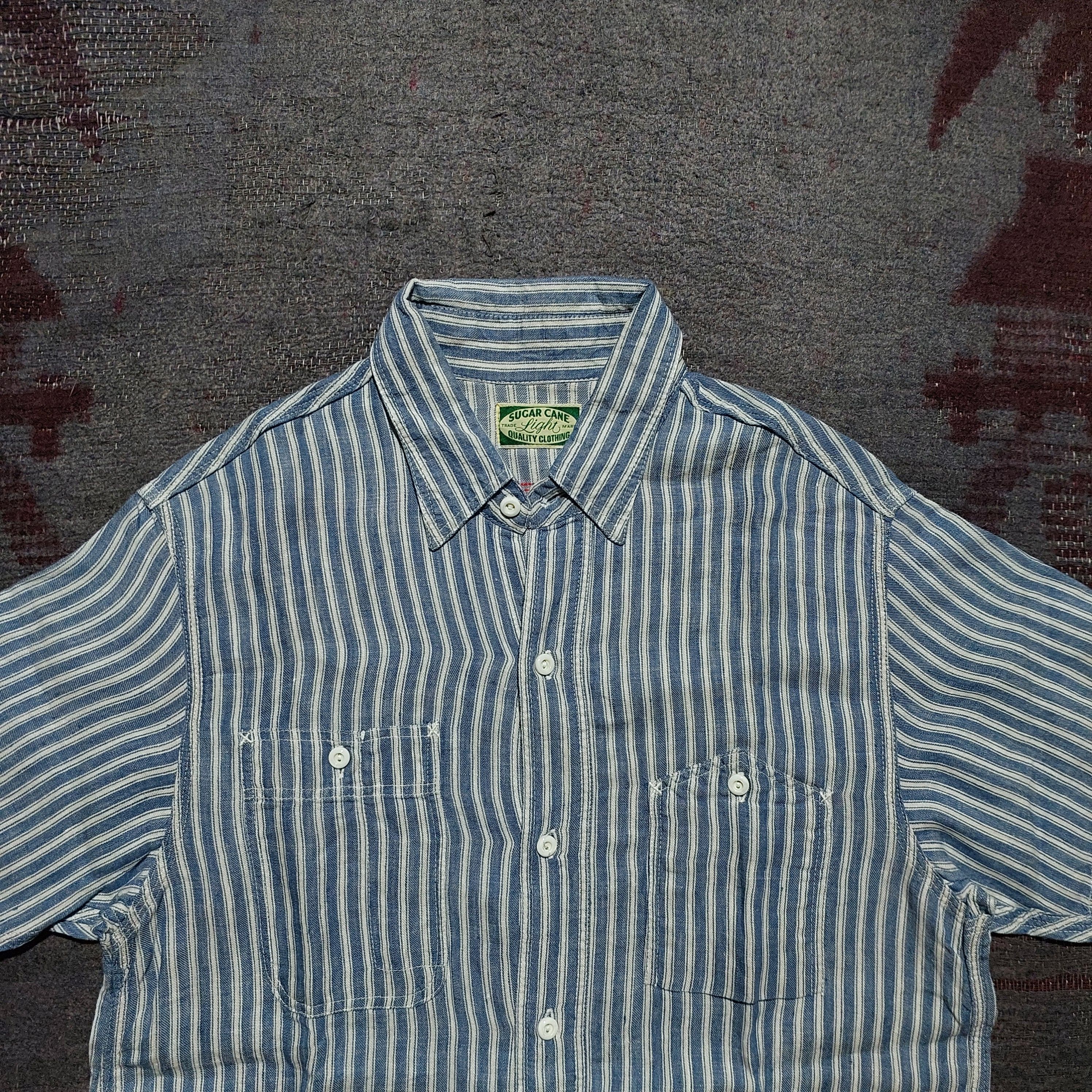 Sugar Cane Sugar Cane chambray stripes blue shirt Size US M / EU 48-50 / 2 - 3 Thumbnail