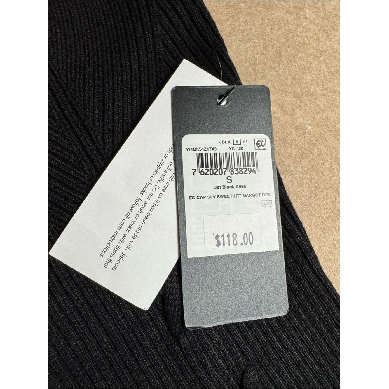 Guess NWT New GUESS Margot Cap Sleeve Ribbed Knit Midi Black Dres Size S / US 4 / IT 40 - 6 Thumbnail