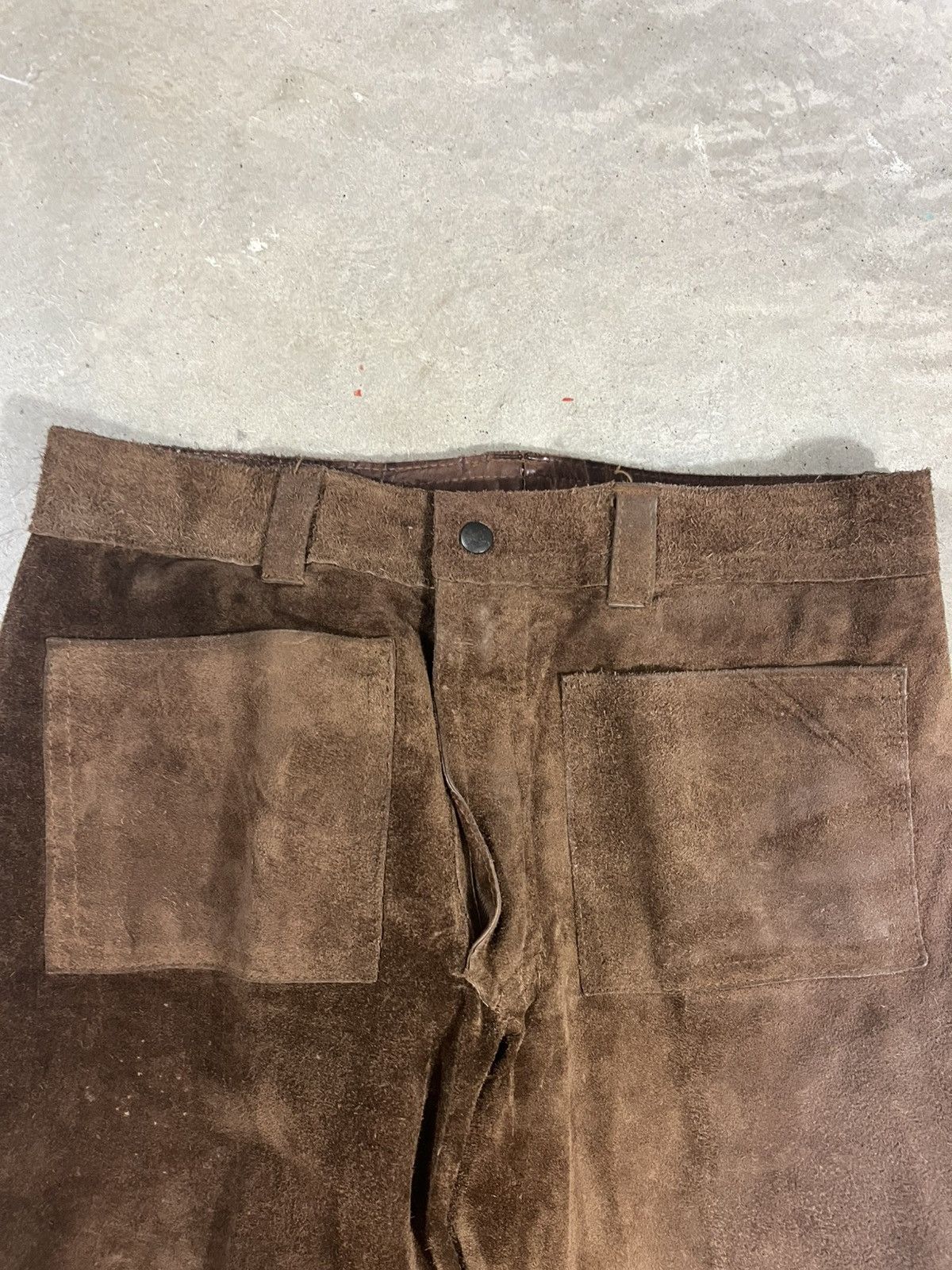 Vintage Vintage 70s Brown Suede Leather Bootcut Pants 33x32 Size US 30 / EU 46 - 3 Thumbnail