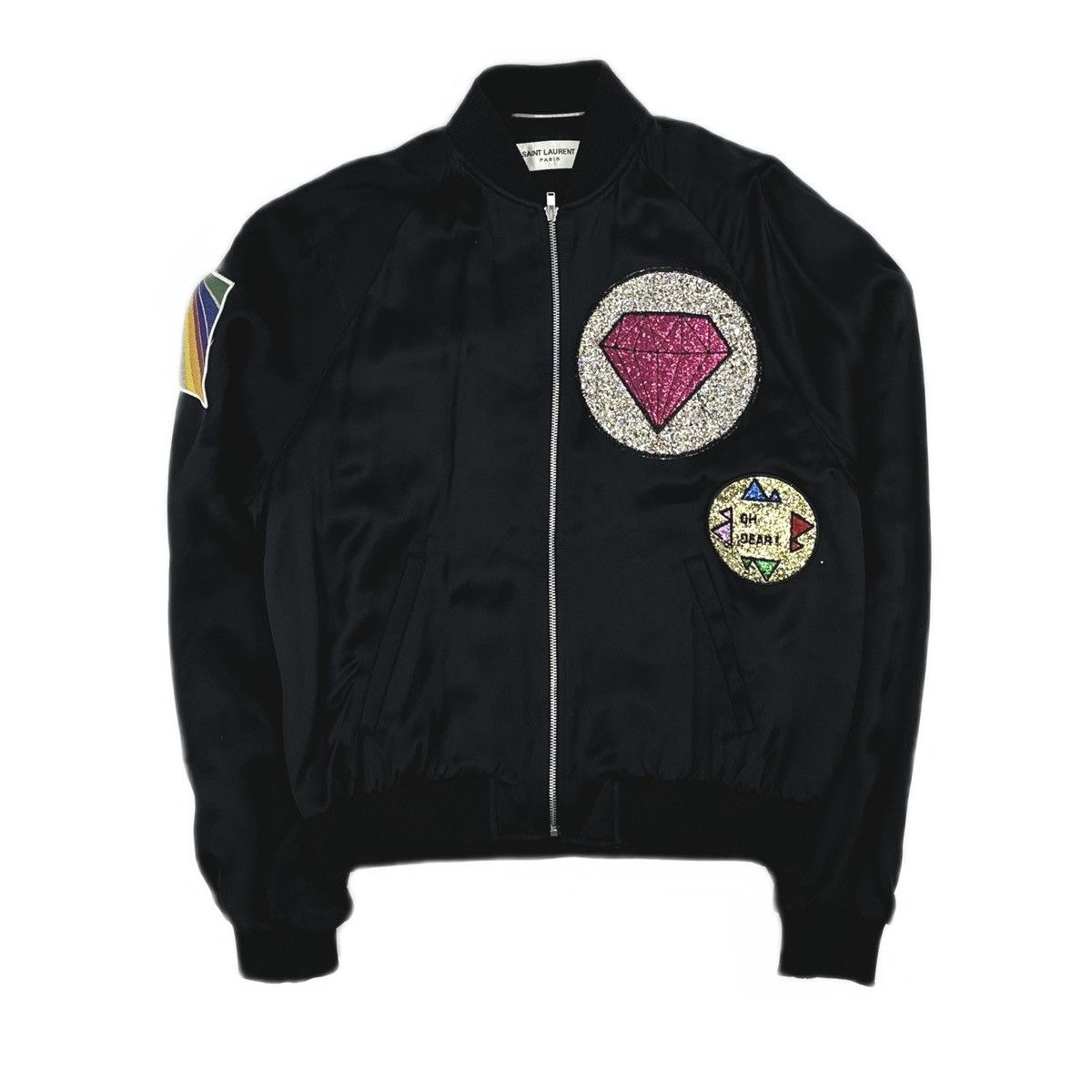 Saint Laurent Paris Saint Laurent black satin embellished bomber jacket Size US S / EU 44-46 / 1 - 1 Thumbnail