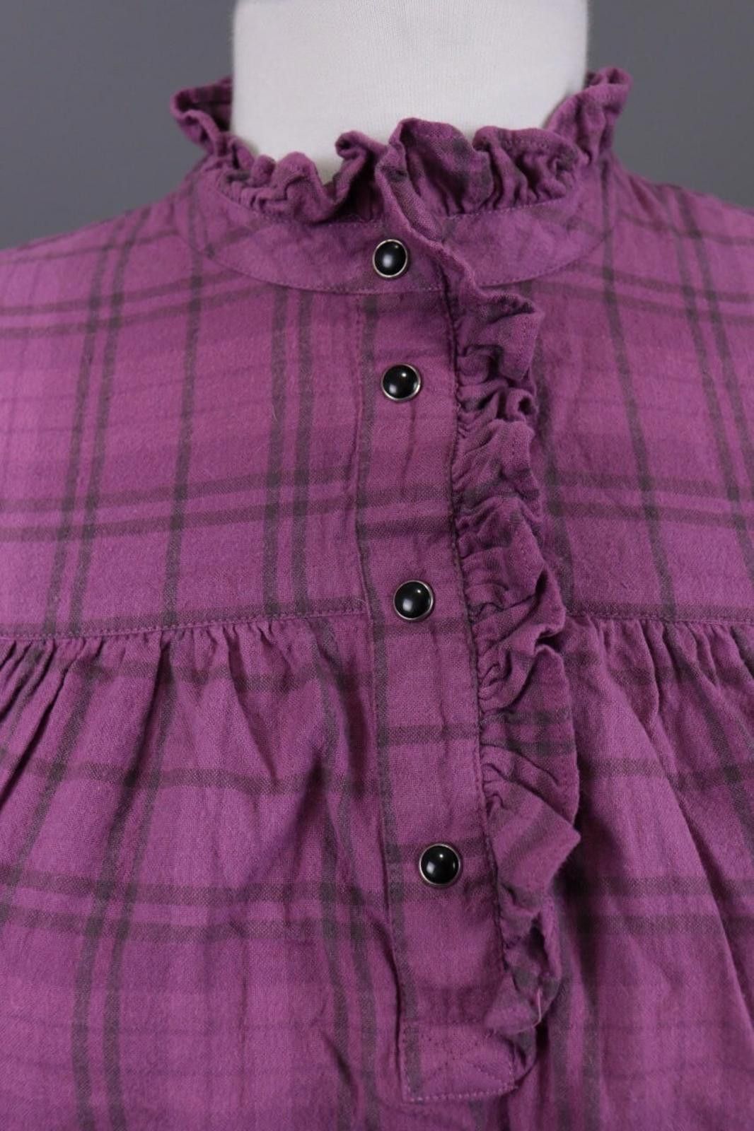 Def Leppard BA&SH Purple Check Printed Henley Blouse Shirt Size 0 Size XS / US 0-2 / IT 36-38 - 4 Thumbnail