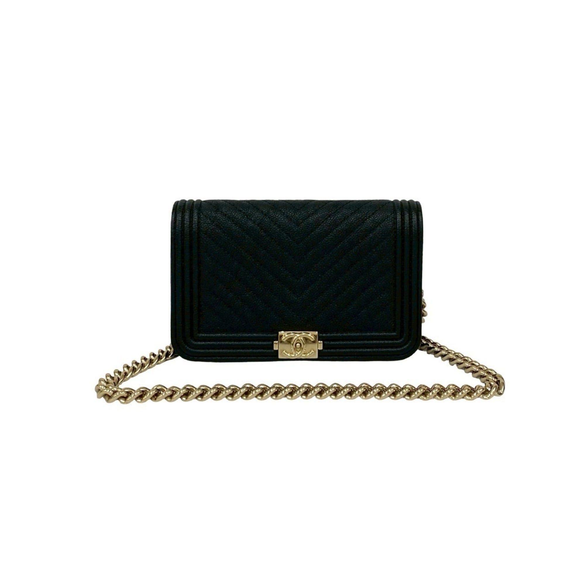 Chanel CHANEL Boy Chanel Coco Mark Caviar Skin Chain Shoulder Bag Black 81629 Size ONE SIZE - 1 Thumbnail