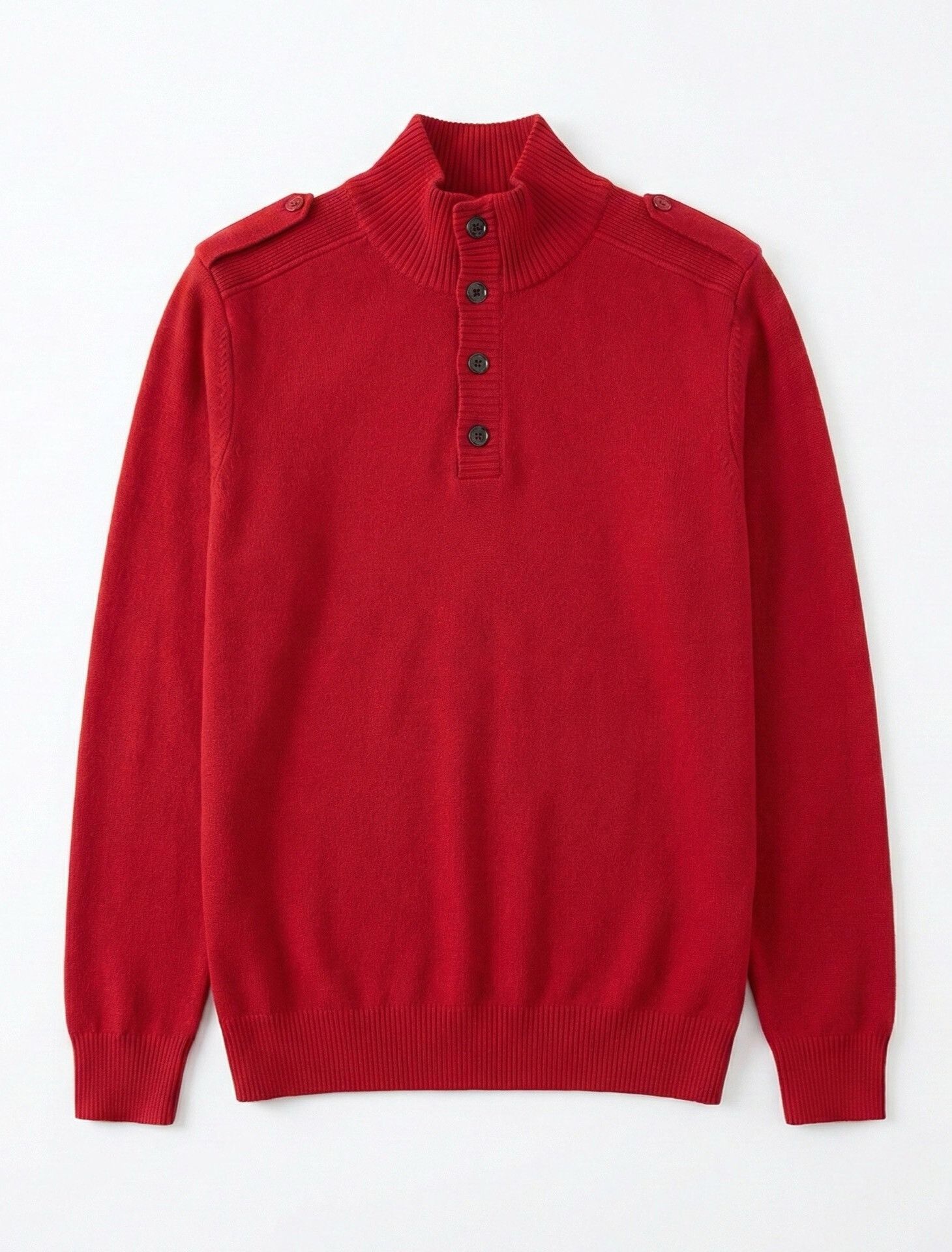 Burberry Burberry Red Military Style Wool Sweater Size US XL / EU 56 / 4 - 1 Thumbnail
