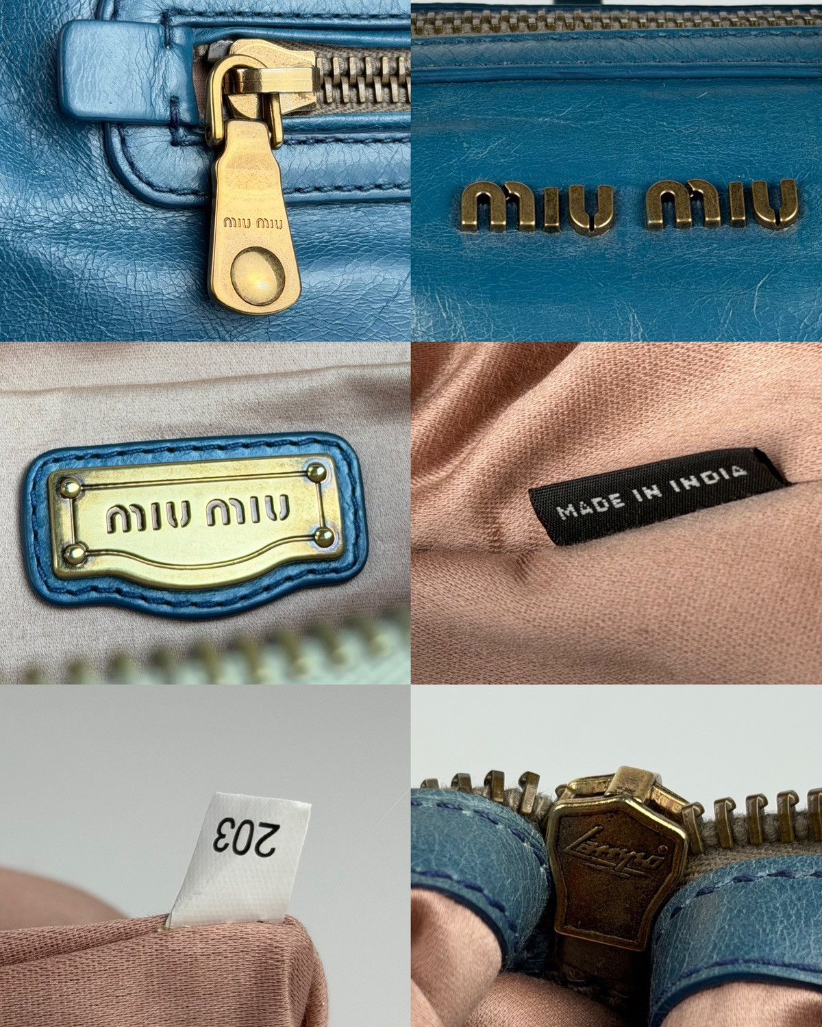 Miu Miu Miu miu vitello lux top zip handbag in turquoise Size ONE SIZE - 20 Thumbnail
