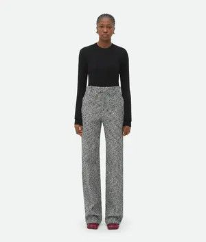 image of Bottega Veneta O1Loc1C0424 718676 Straight Leg Cotton Bouclé Pants In Grey, Women's (Size 26)