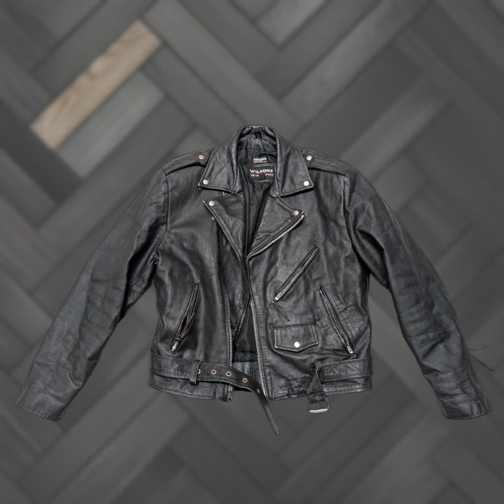 Vintage VINTAGE Wilsons motorcycle jacket Men M Black Leather 42 Open Road 1990s Biker Size US M / EU 48-50 / 2 - 1 Thumbnail