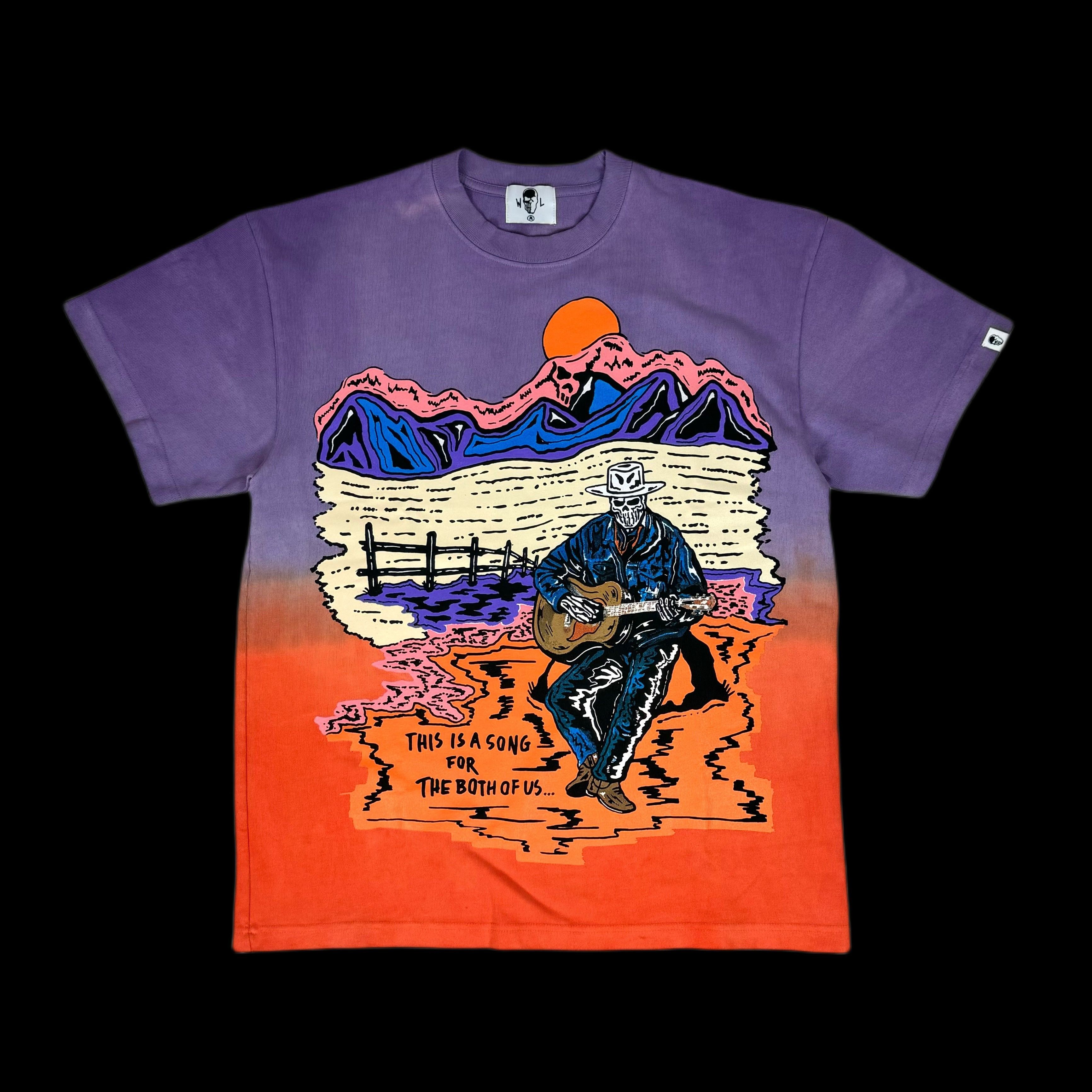 image of 2022 Warren Lotas The Singer Tee Shirt Guitar Song Both in Ombre Dye, Men's (Size Medium)