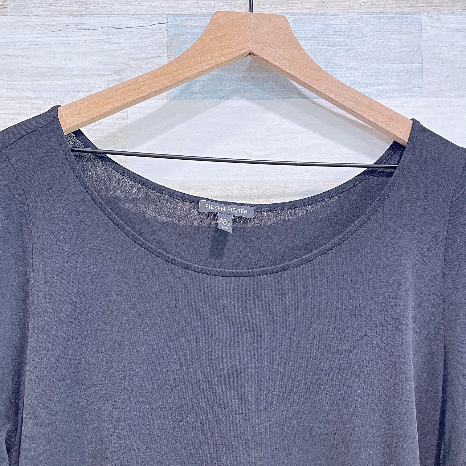 Eileen Fisher Eileen Fisher Silk Asymmetric Hem Tunic Black Womens Large Size L / US 10 / IT 46 - 2 Thumbnail