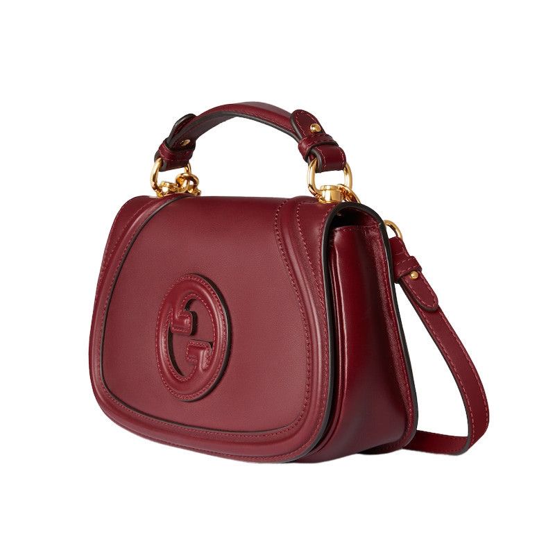 GUCCI Blondie Medium $3900 Rosso Ancora Leather Top Handle B