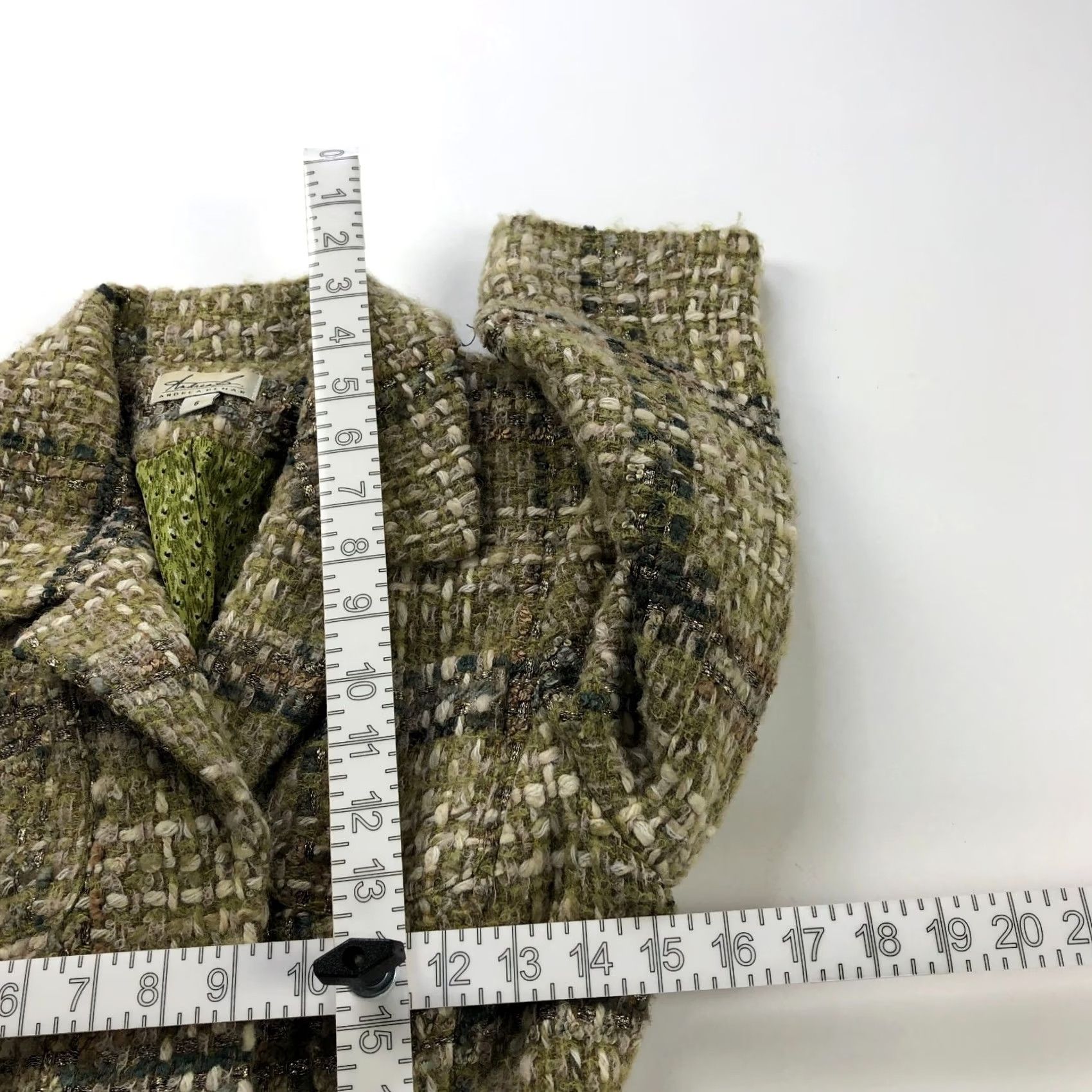 Vintage Andrea Behar Size 6 Tweed Wool Acrylic Open Front Blazer Jacket Brown Green Womens Size M / US 6-8 / IT 42-44 - 5 Thumbnail