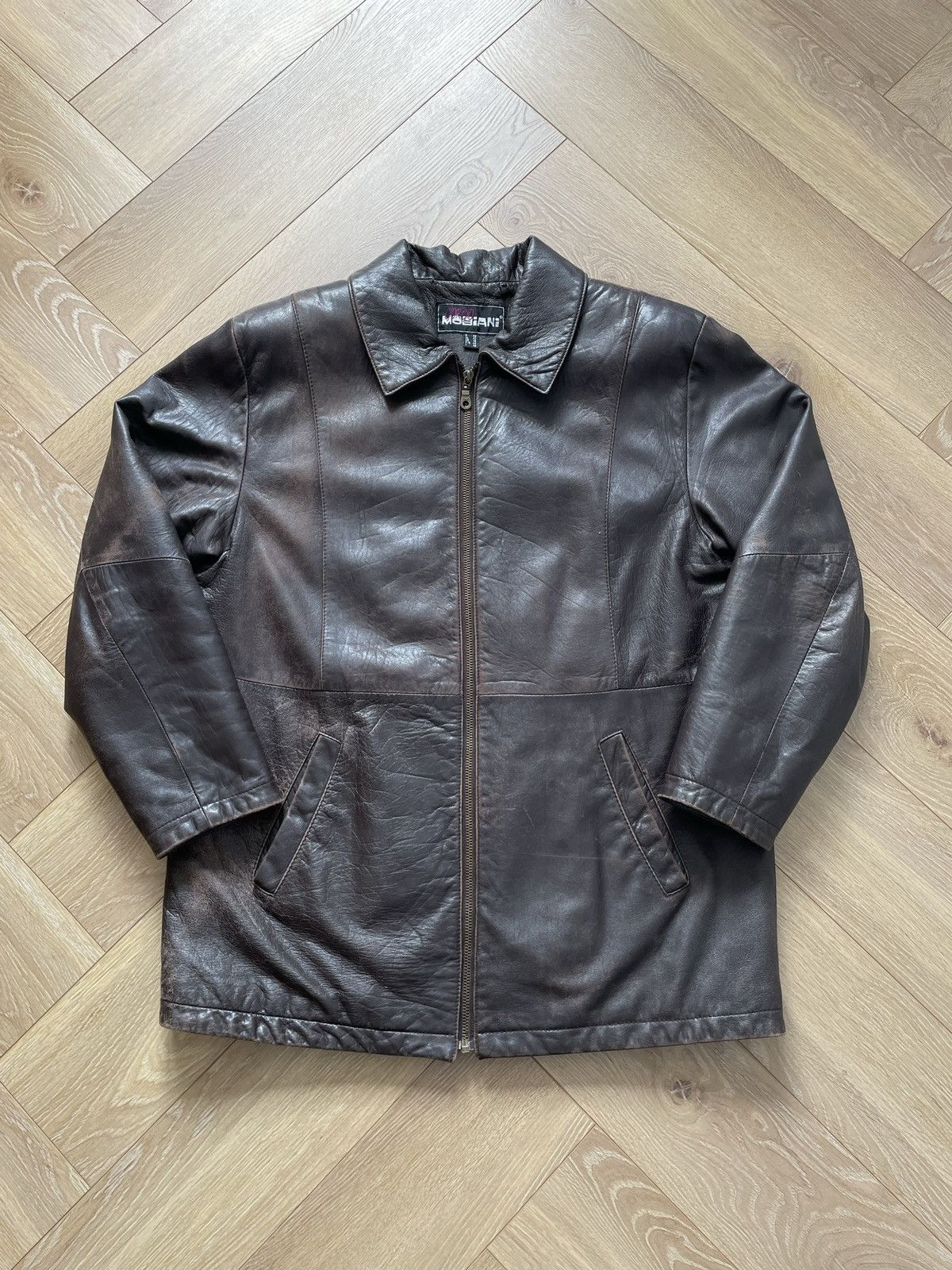 archive 90s grunge far leather jacket