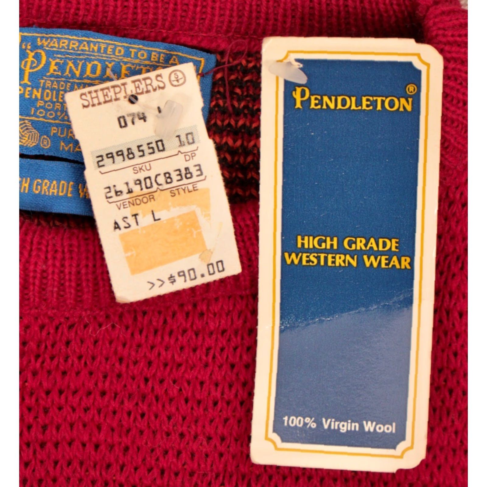 Pendleton VTG Pendleton 1980s Wool Sweater Shirt L Red Mens Aztec Pattern Vintage 80s Size US L / EU 52-54 / 3 - 5 Thumbnail