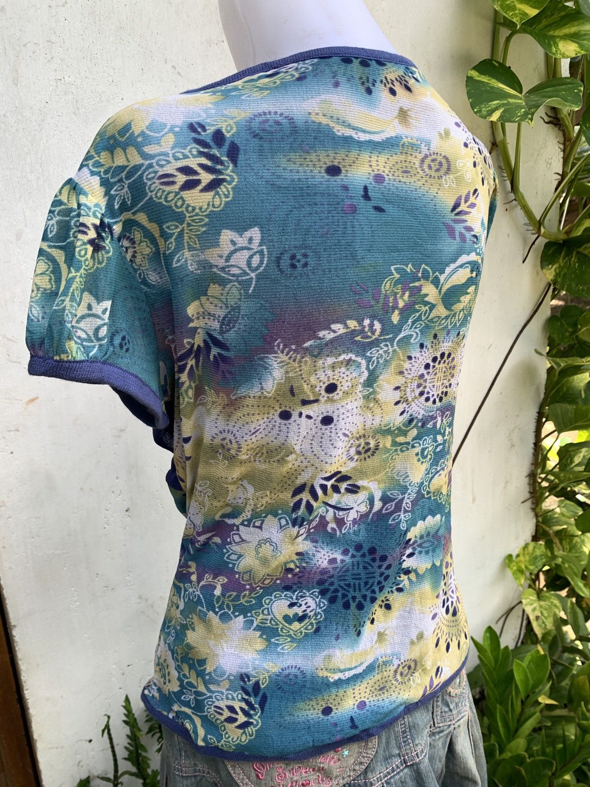 Japanese Brand y2k PSFR Unique Beady Rings Multifabric Graphic Mesh Top Size L / US 10 / IT 46 - 3 Thumbnail
