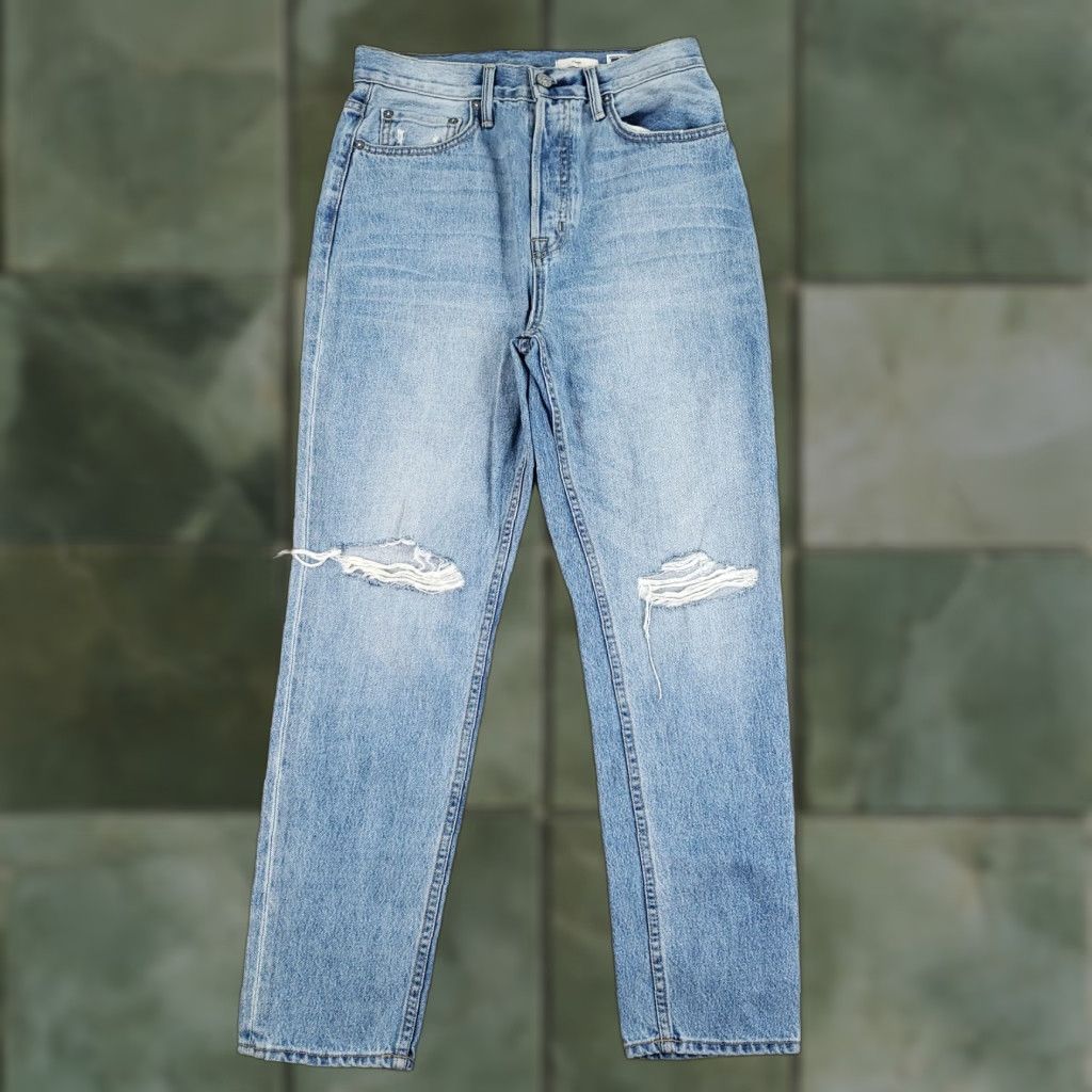 Vintage Noend Jeans Women's 28 Blue High Rise Tapered Button Fly Denim 5-Pocket Regular Distressed Jeans Size 28" / US 6 / IT 42 - 1 Thumbnail