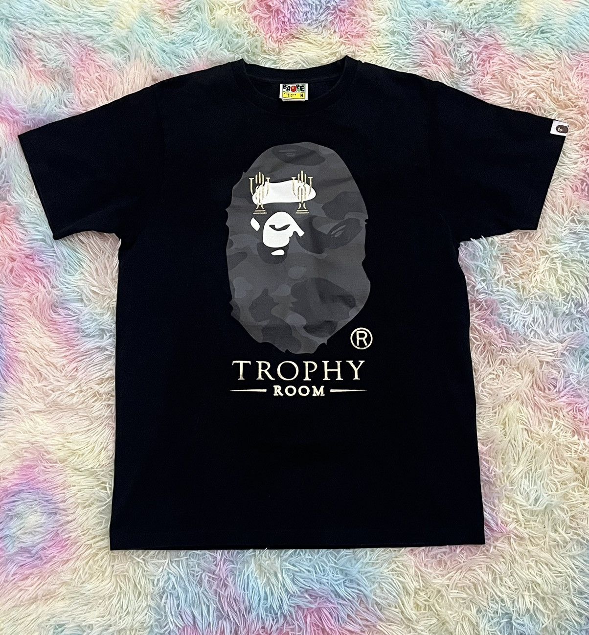 image of Bape X Trophy Room Tee in Black, Men's (Size Medium)
