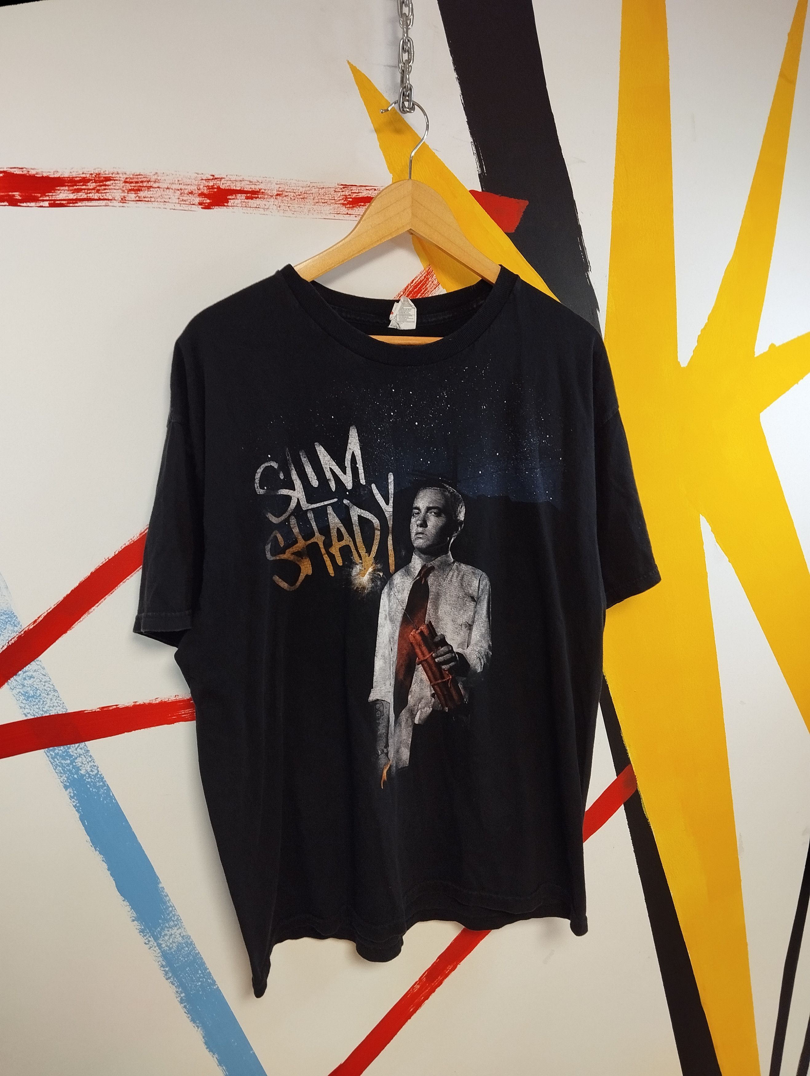 Image of Rap Tees x Vintage Eminem Slim Shady Dynamite T-Shirt Size XL in Black, Men's